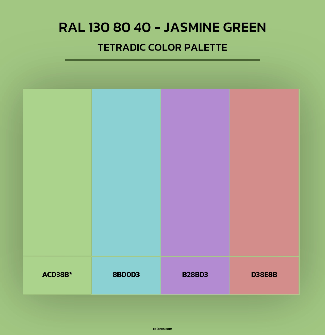RAL 130 80 40 - Jasmine Green - Tetradic Color Palette
