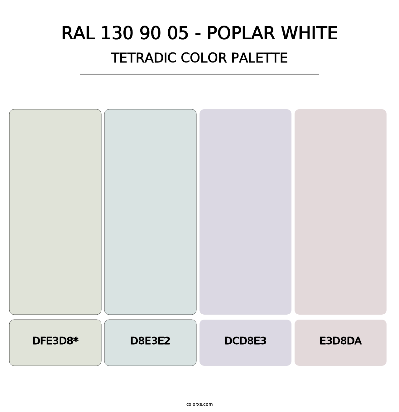 RAL 130 90 05 - Poplar White - Tetradic Color Palette
