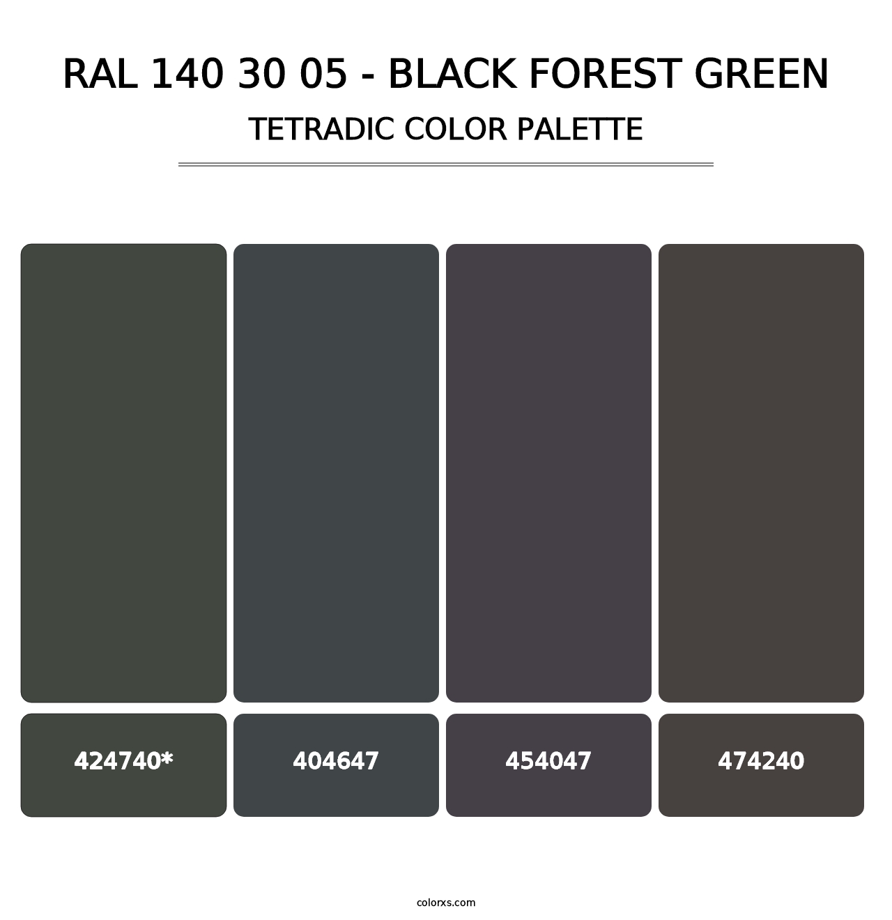 RAL 140 30 05 - Black Forest Green - Tetradic Color Palette