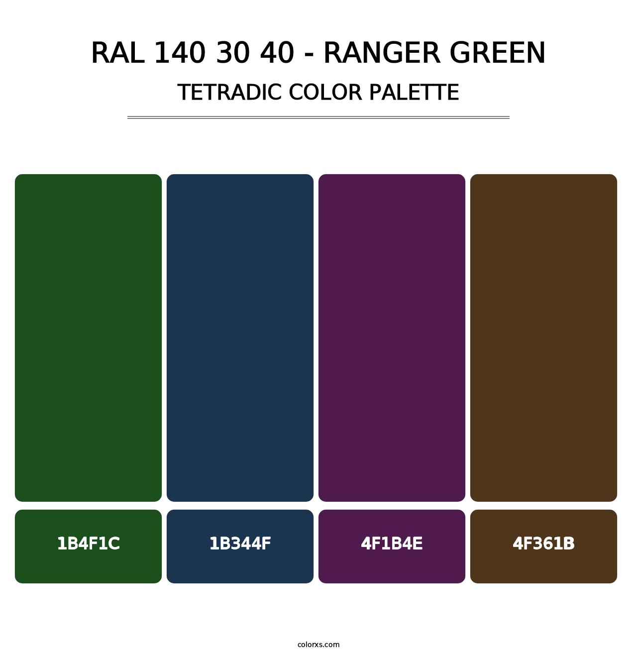 RAL 140 30 40 - Ranger Green - Tetradic Color Palette