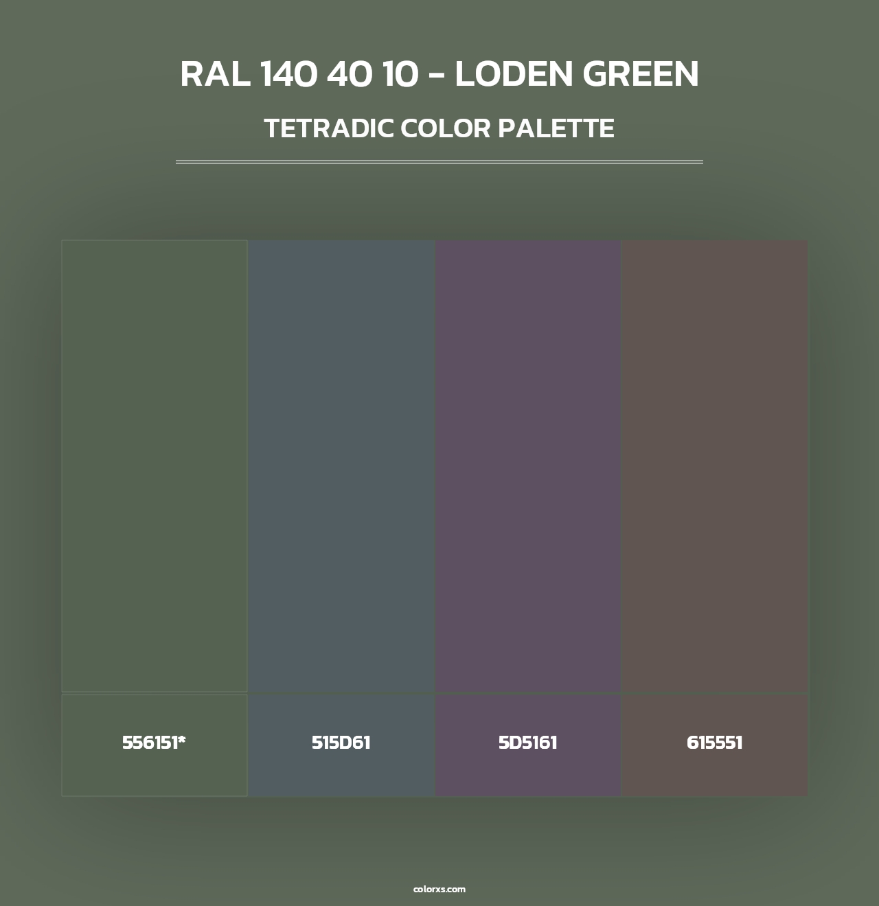RAL 140 40 10 - Loden Green - Tetradic Color Palette