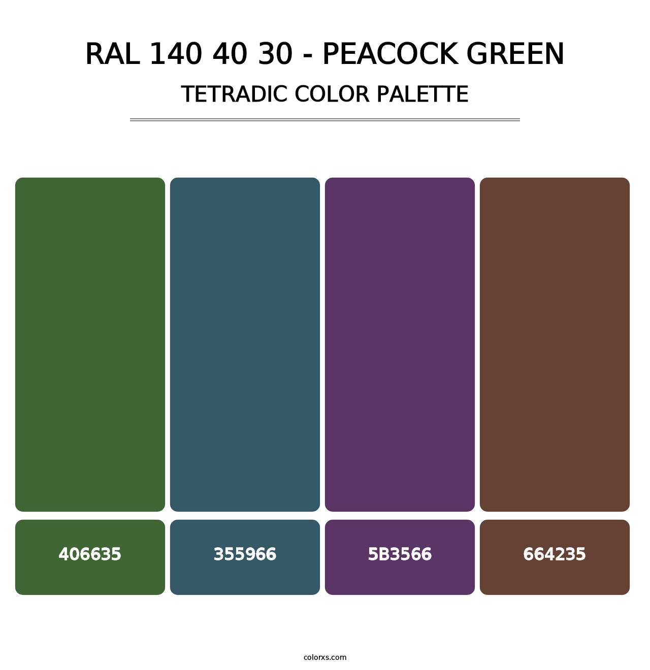 RAL 140 40 30 - Peacock Green - Tetradic Color Palette