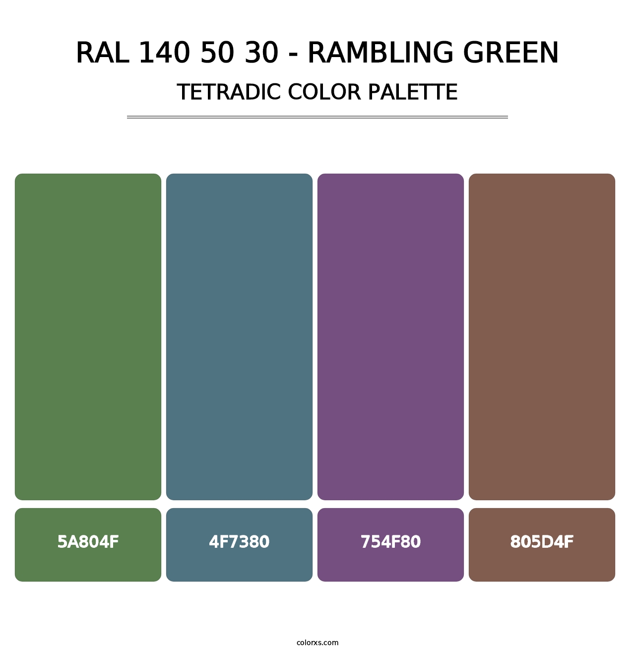 RAL 140 50 30 - Rambling Green - Tetradic Color Palette