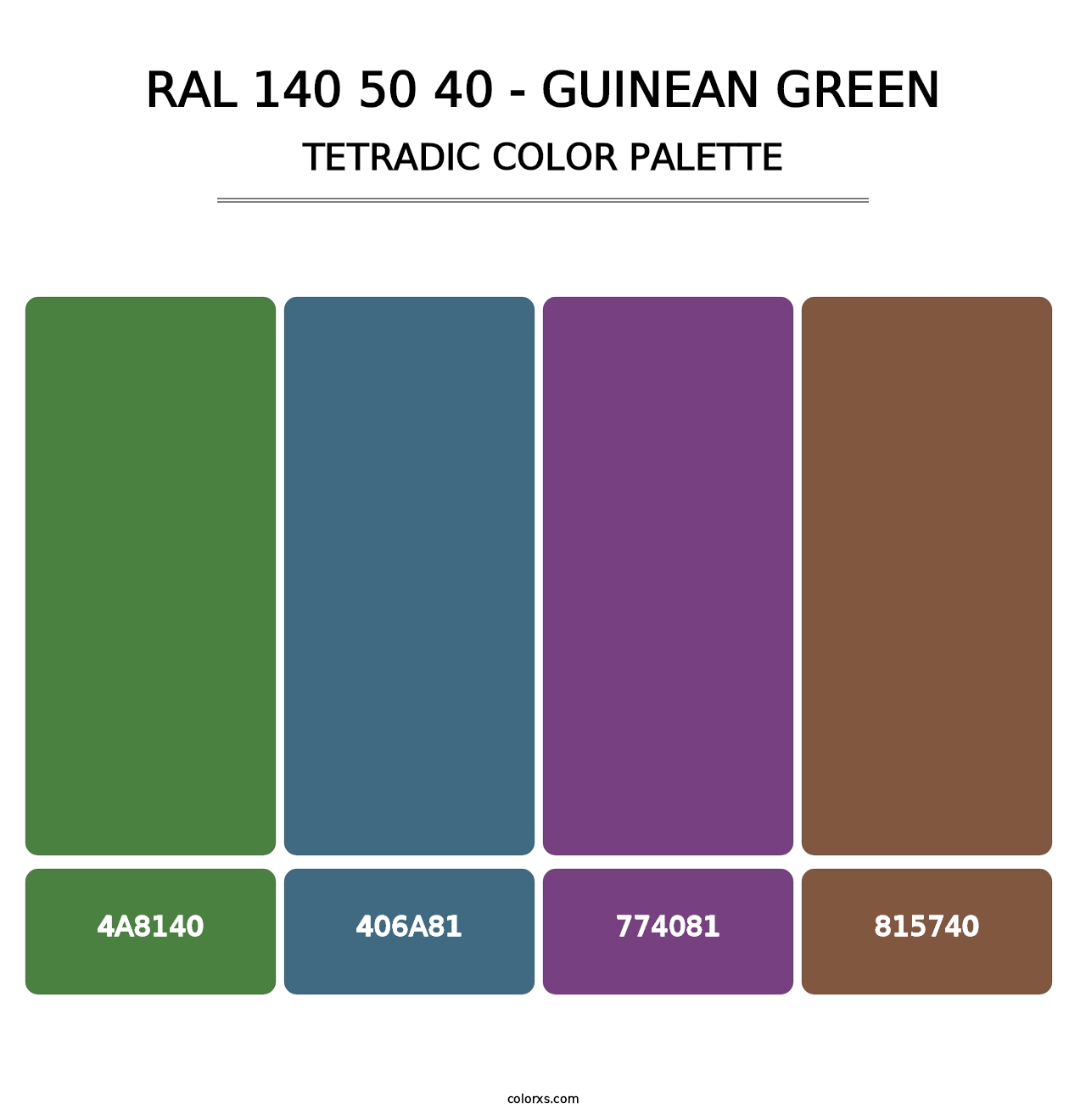 RAL 140 50 40 - Guinean Green - Tetradic Color Palette