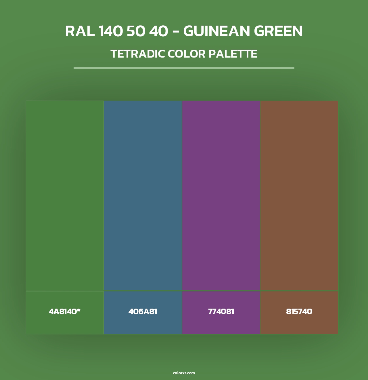 RAL 140 50 40 - Guinean Green - Tetradic Color Palette