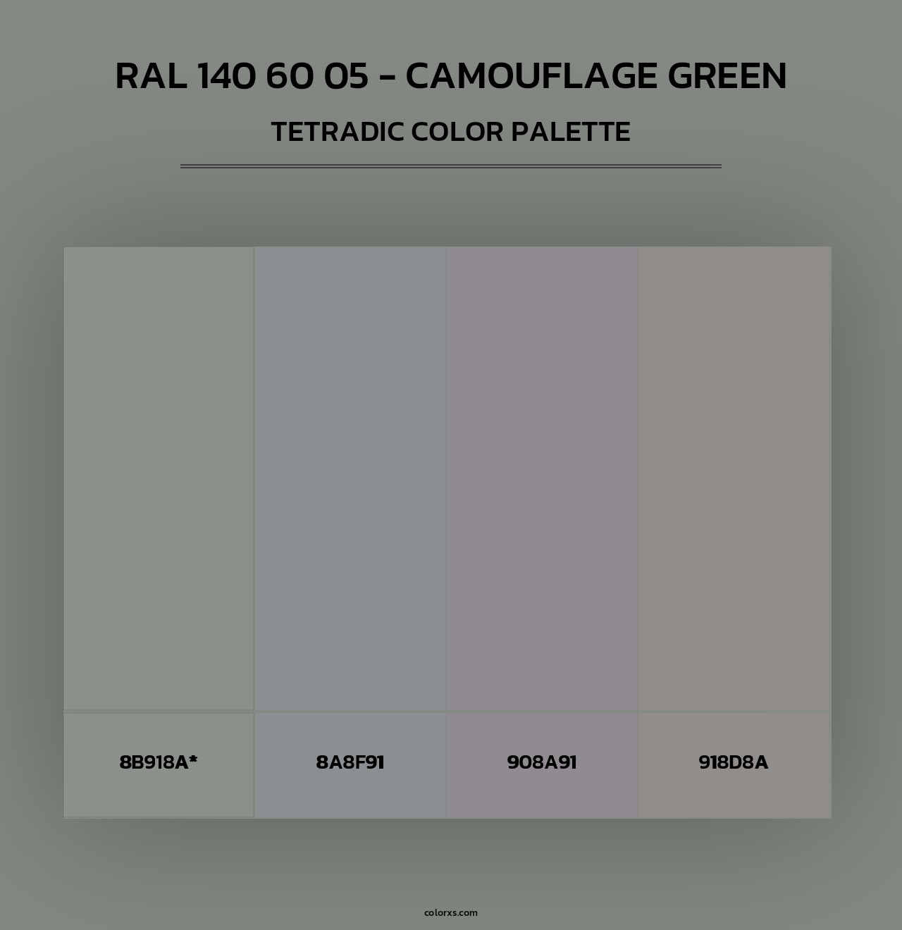RAL 140 60 05 - Camouflage Green - Tetradic Color Palette