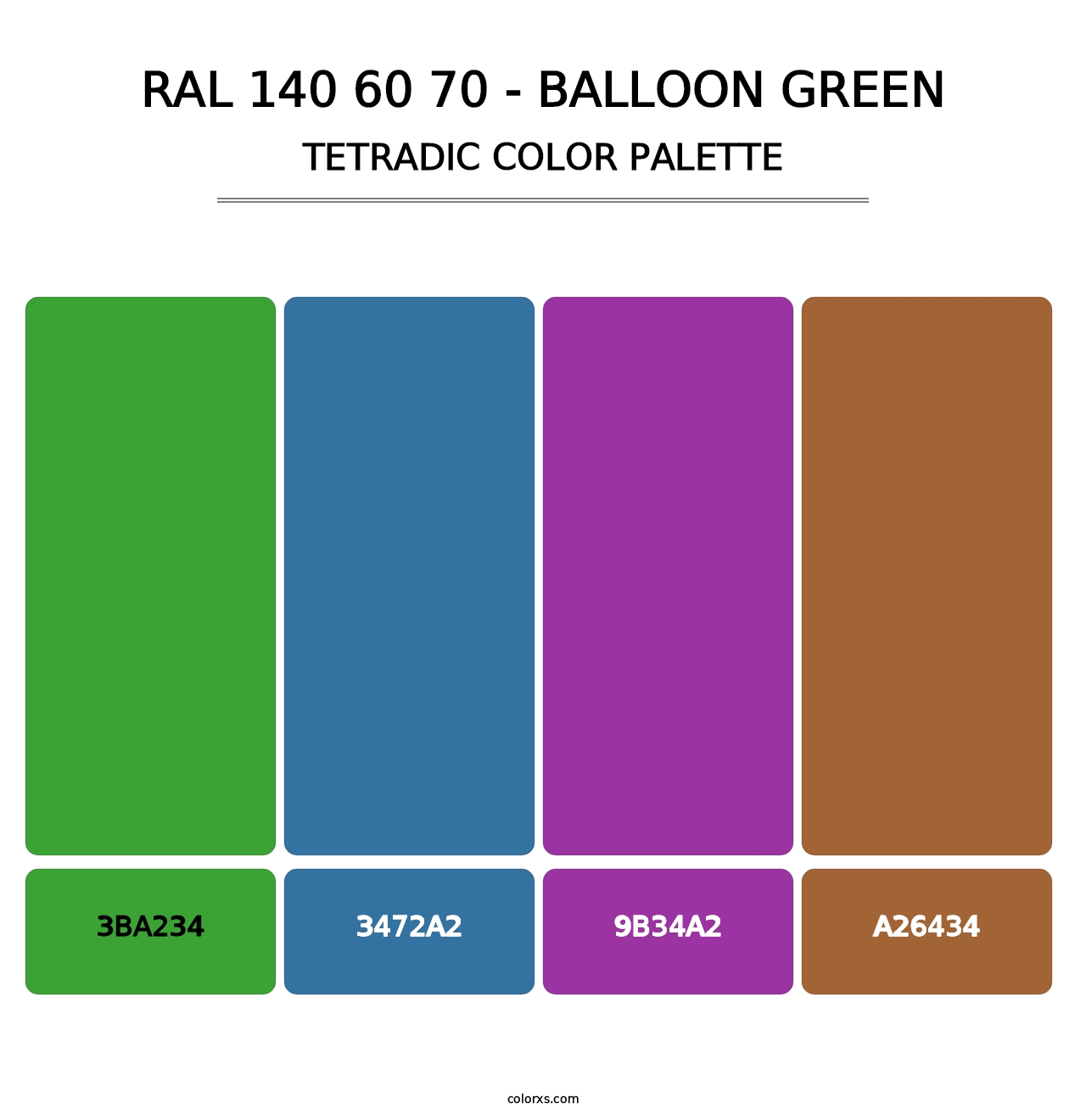 RAL 140 60 70 - Balloon Green - Tetradic Color Palette