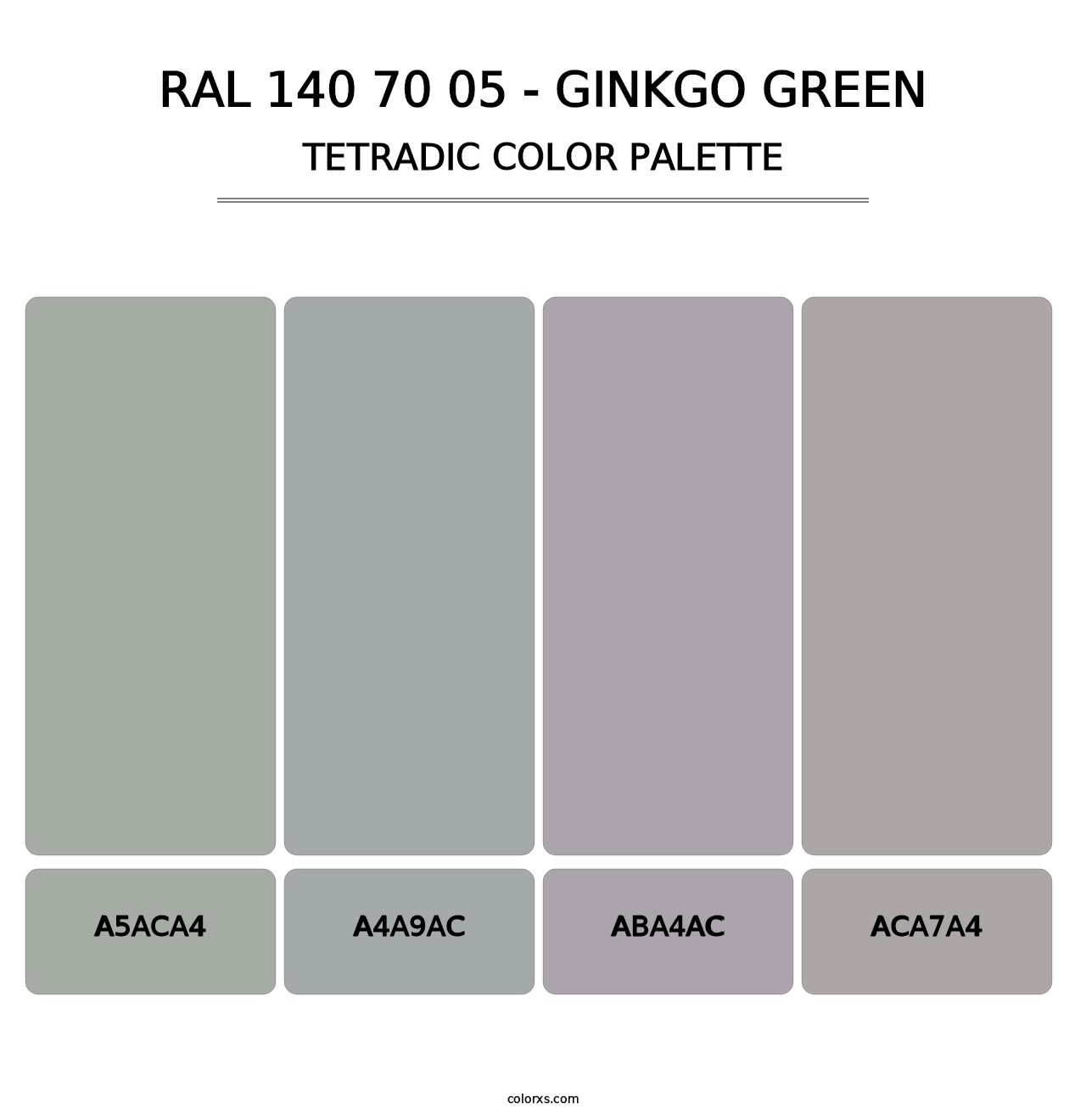 RAL 140 70 05 - Ginkgo Green - Tetradic Color Palette