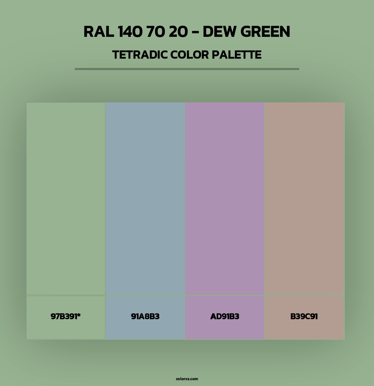 RAL 140 70 20 - Dew Green - Tetradic Color Palette