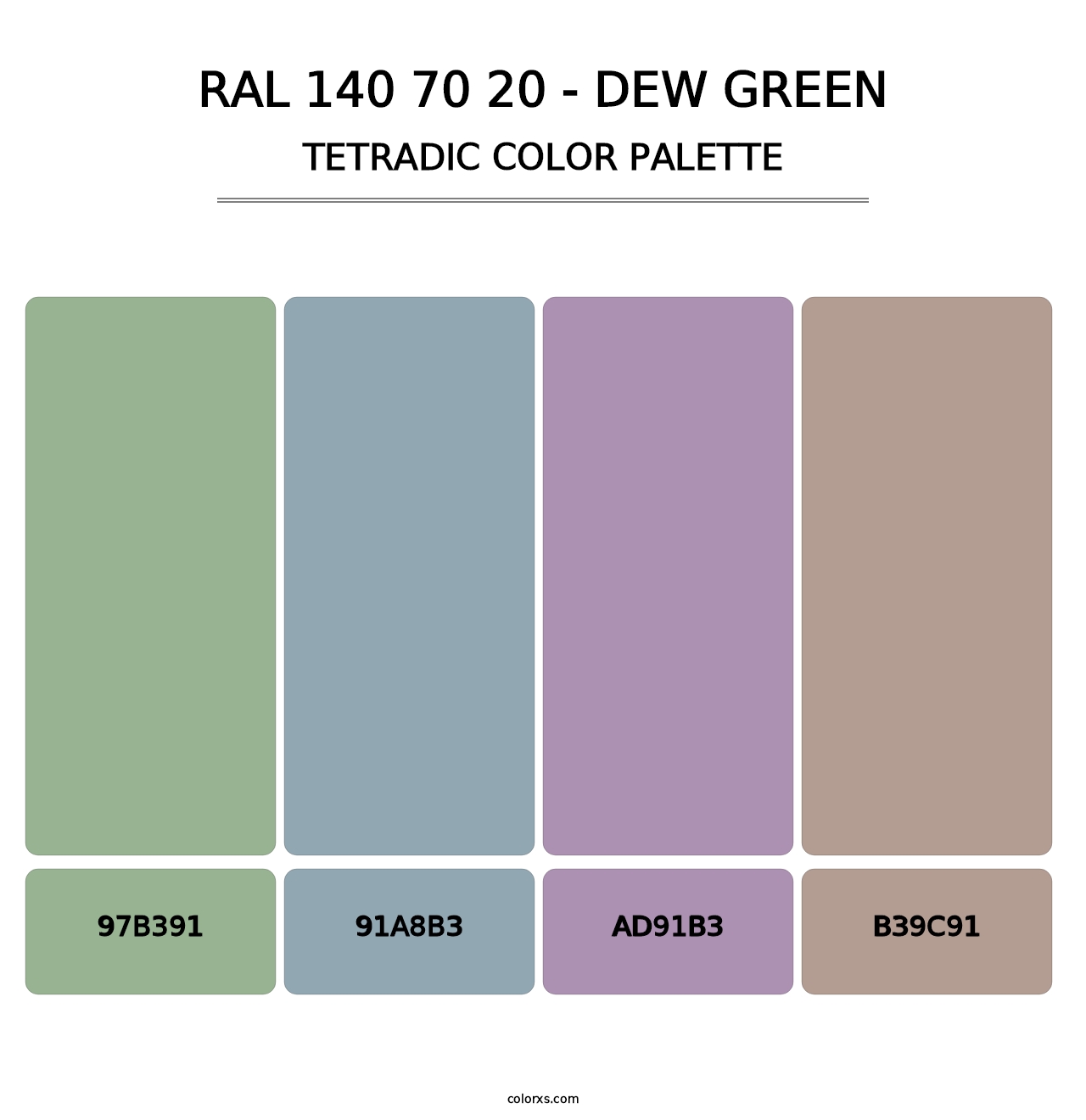 RAL 140 70 20 - Dew Green - Tetradic Color Palette