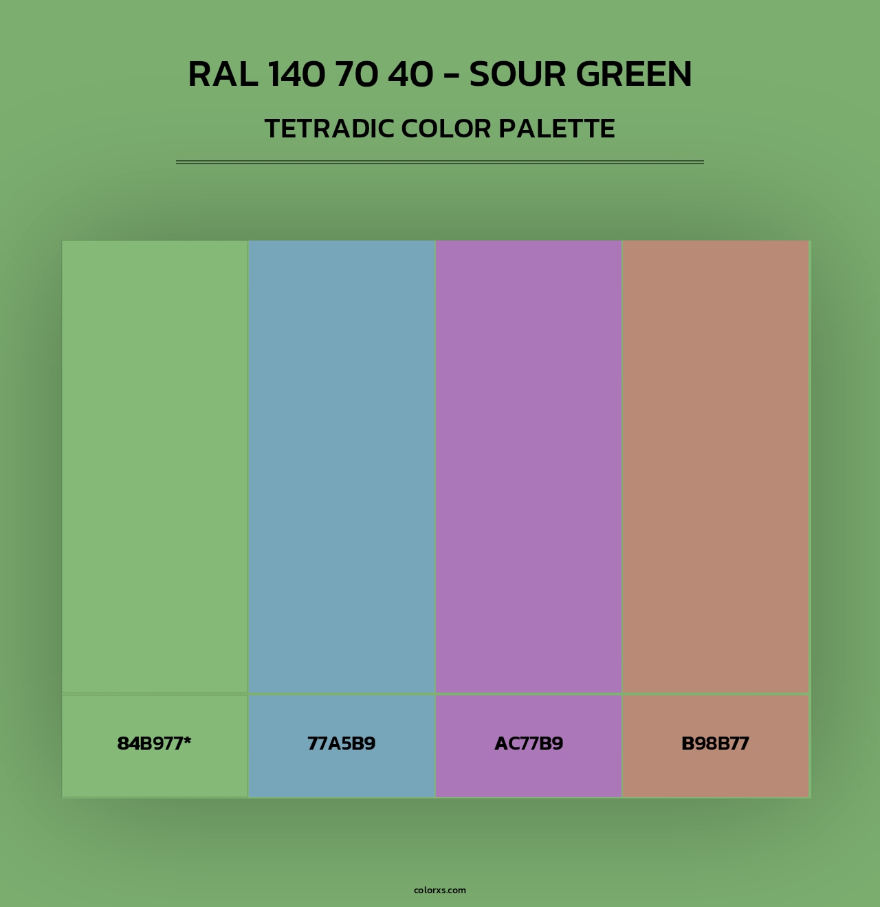 RAL 140 70 40 - Sour Green - Tetradic Color Palette
