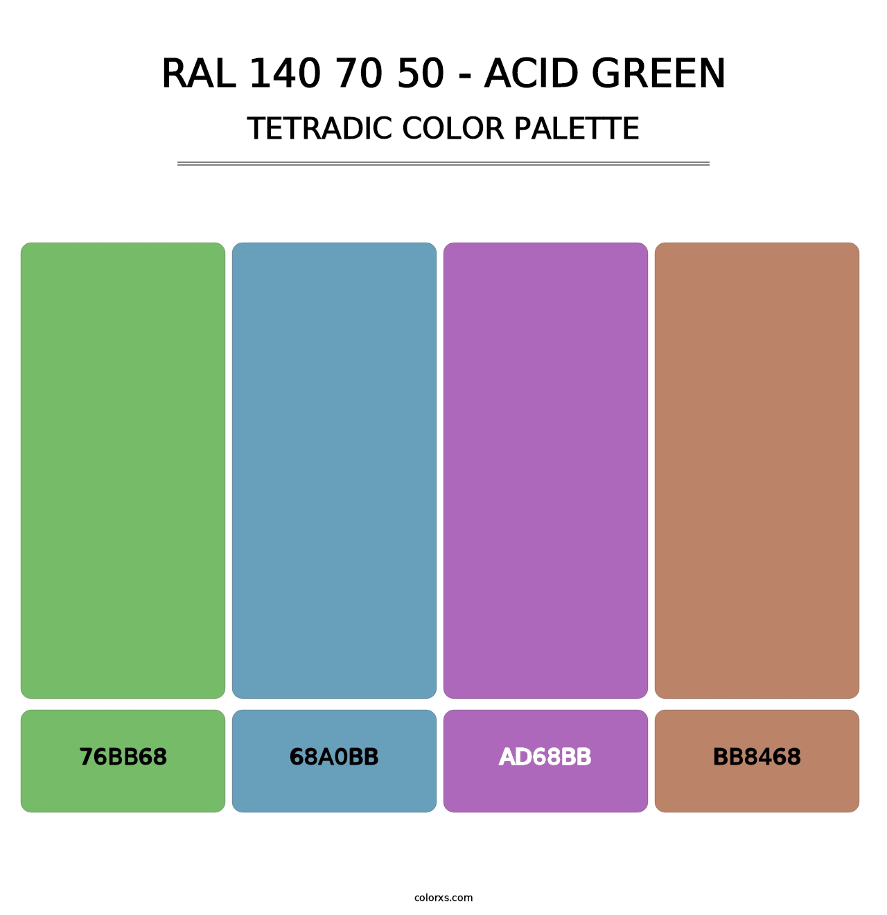 RAL 140 70 50 - Acid Green - Tetradic Color Palette