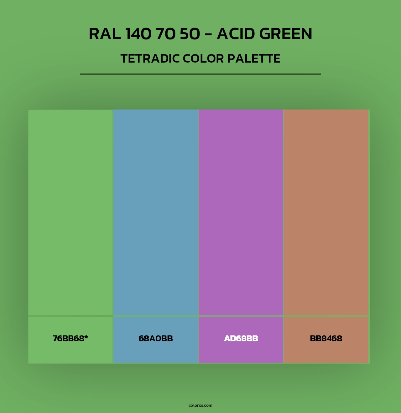 RAL 140 70 50 - Acid Green - Tetradic Color Palette