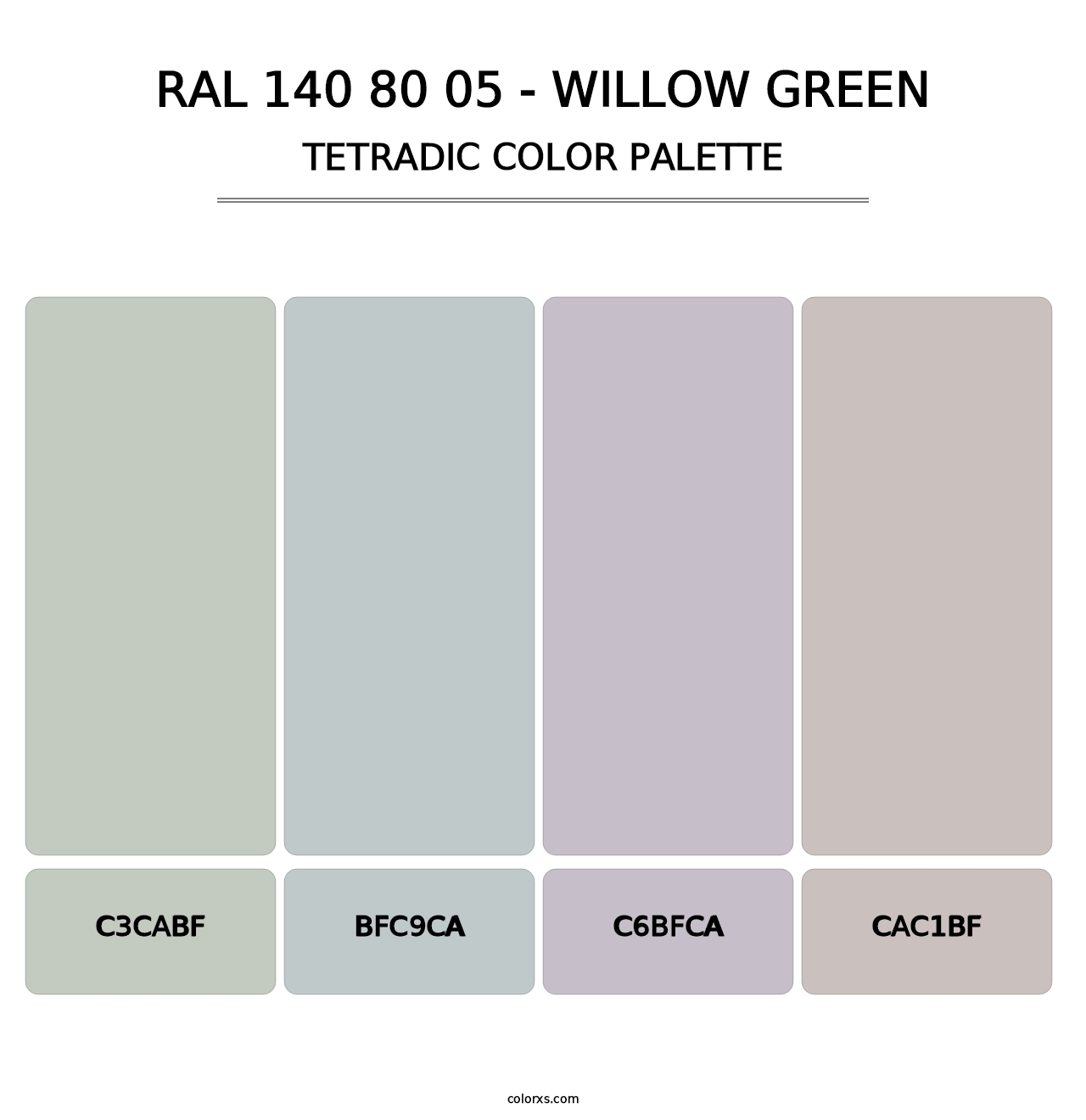 RAL 140 80 05 - Willow Green - Tetradic Color Palette