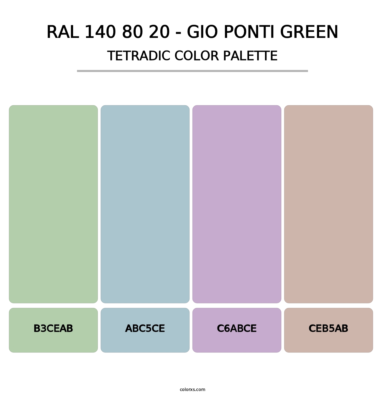 RAL 140 80 20 - Gio Ponti Green - Tetradic Color Palette