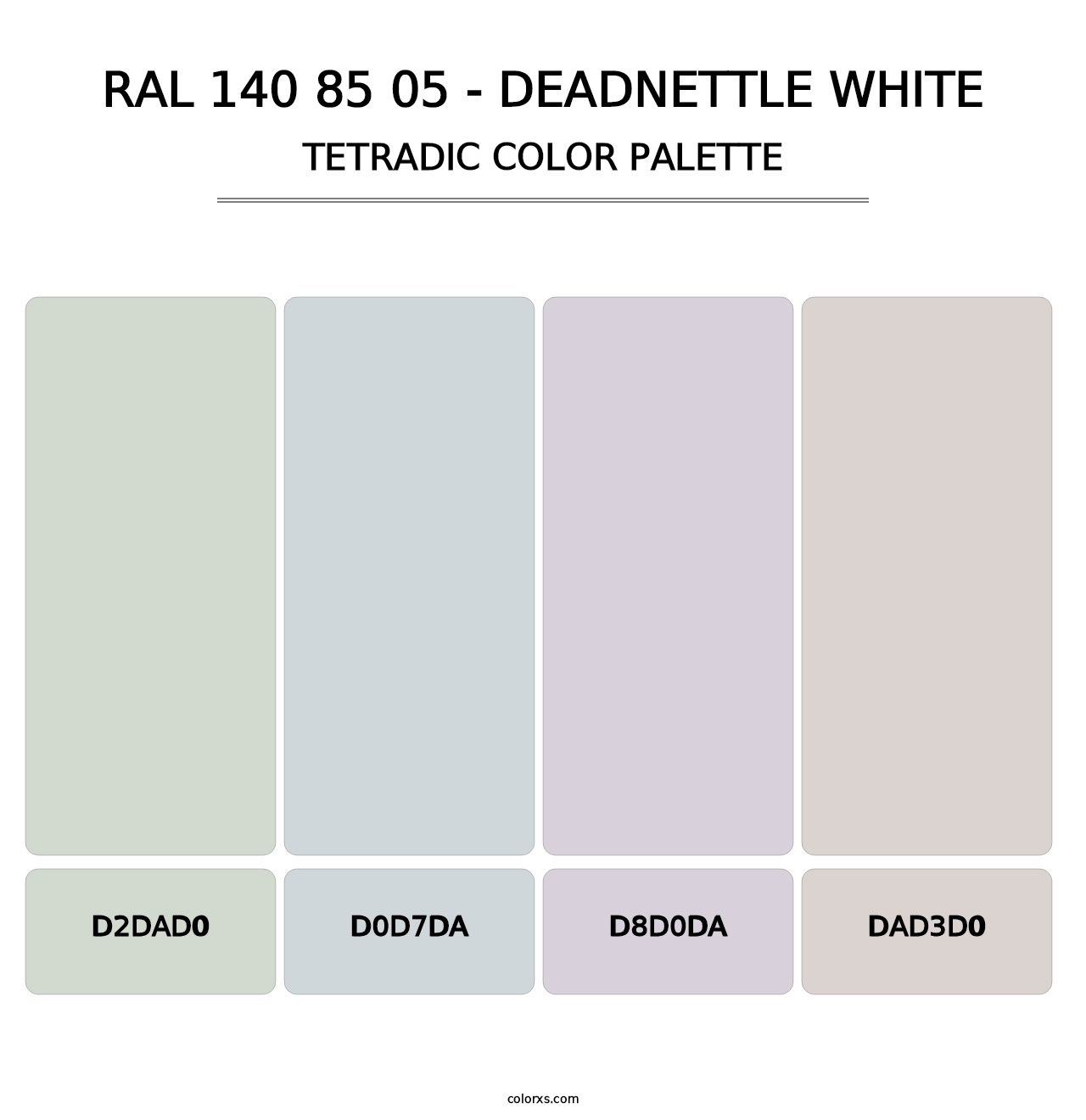 RAL 140 85 05 - Deadnettle White - Tetradic Color Palette