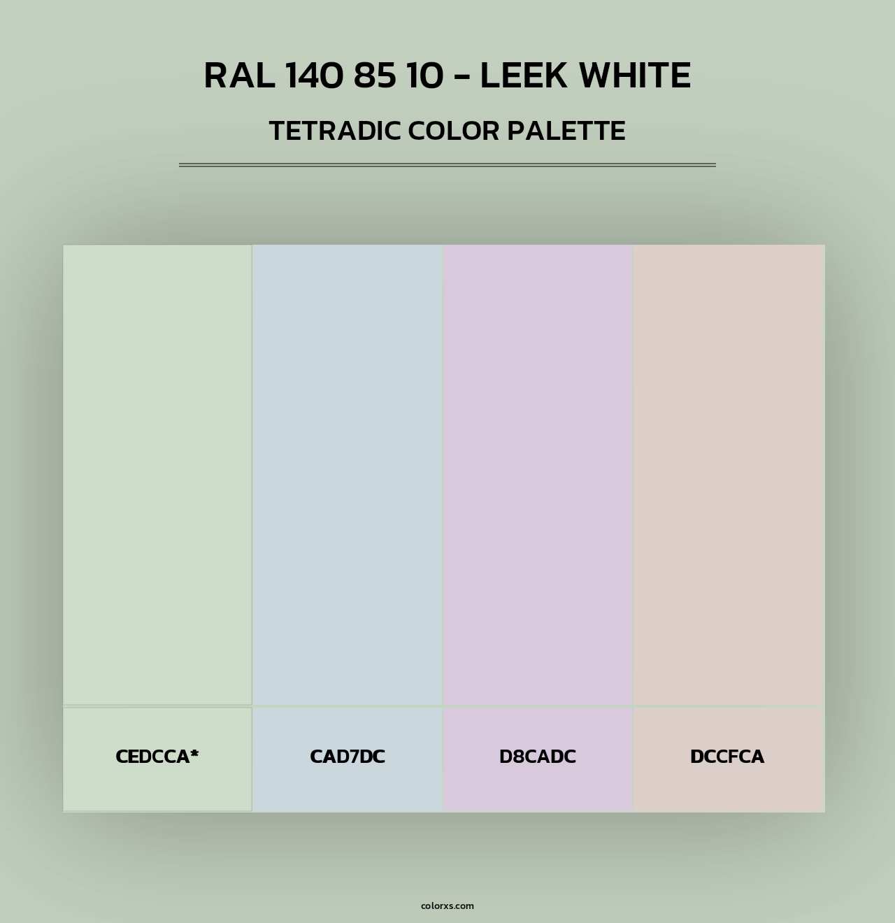 RAL 140 85 10 - Leek White - Tetradic Color Palette