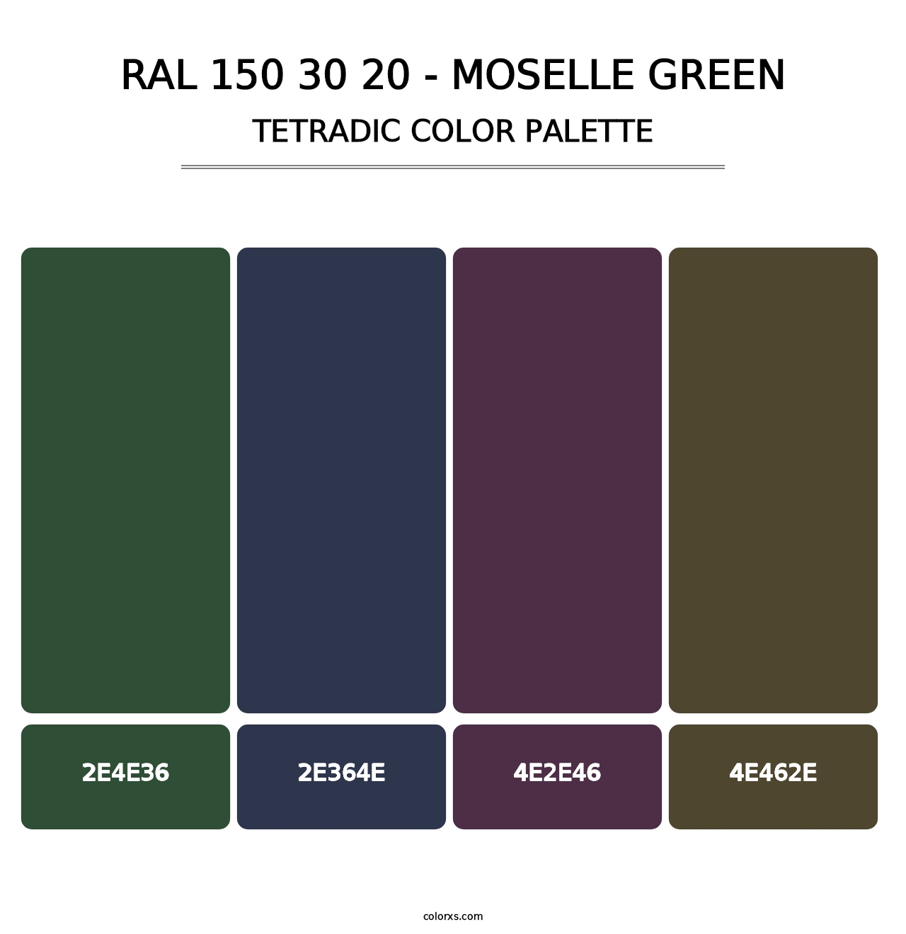RAL 150 30 20 - Moselle Green - Tetradic Color Palette