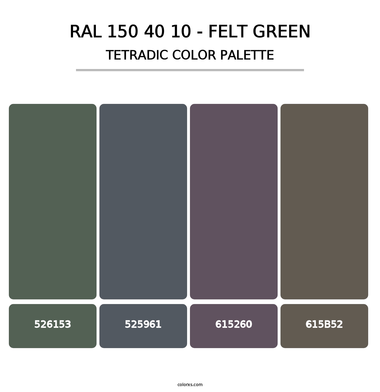 RAL 150 40 10 - Felt Green - Tetradic Color Palette
