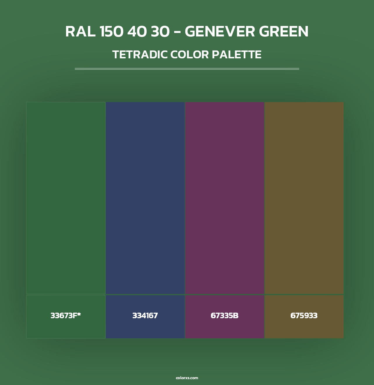 RAL 150 40 30 - Genever Green - Tetradic Color Palette