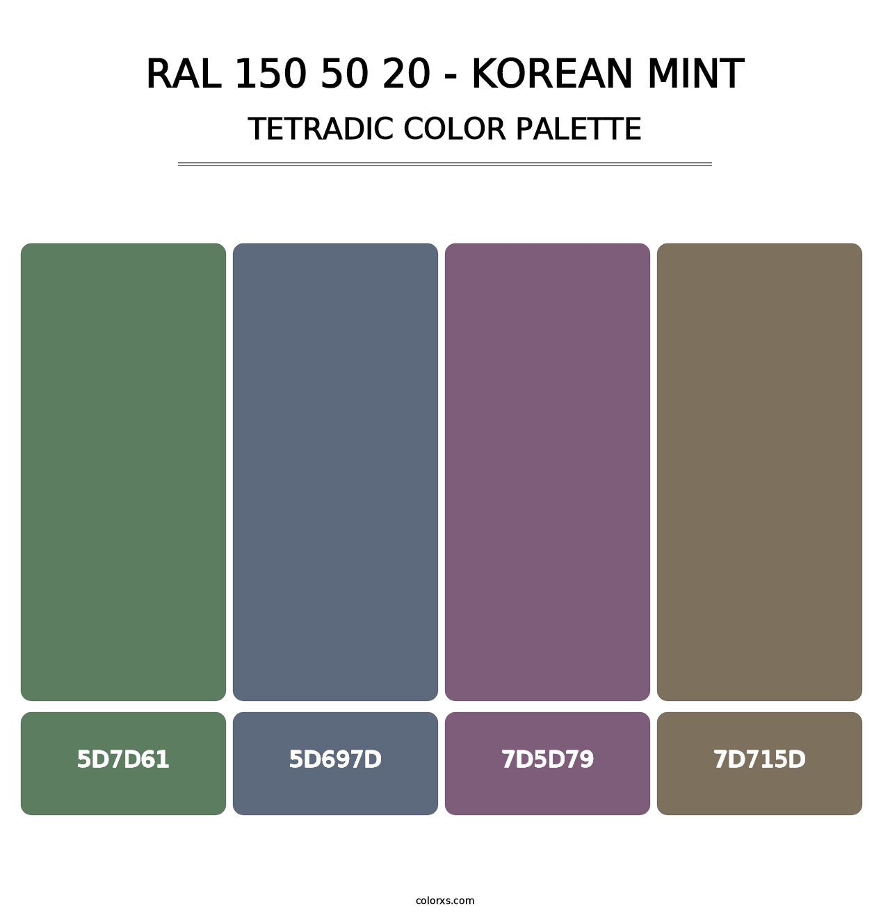RAL 150 50 20 - Korean Mint - Tetradic Color Palette