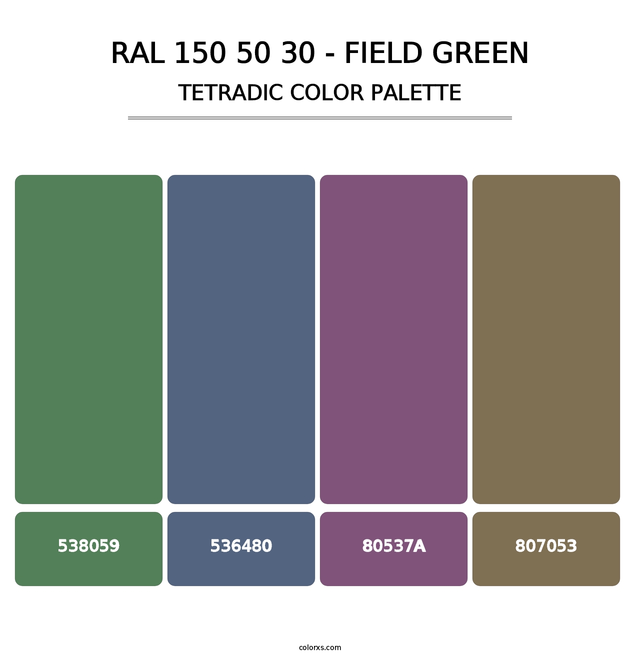 RAL 150 50 30 - Field Green - Tetradic Color Palette