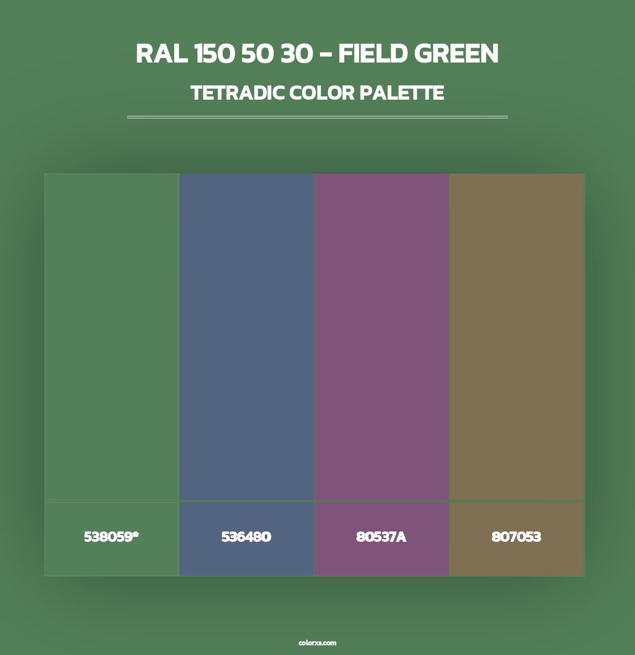 RAL 150 50 30 - Field Green - Tetradic Color Palette