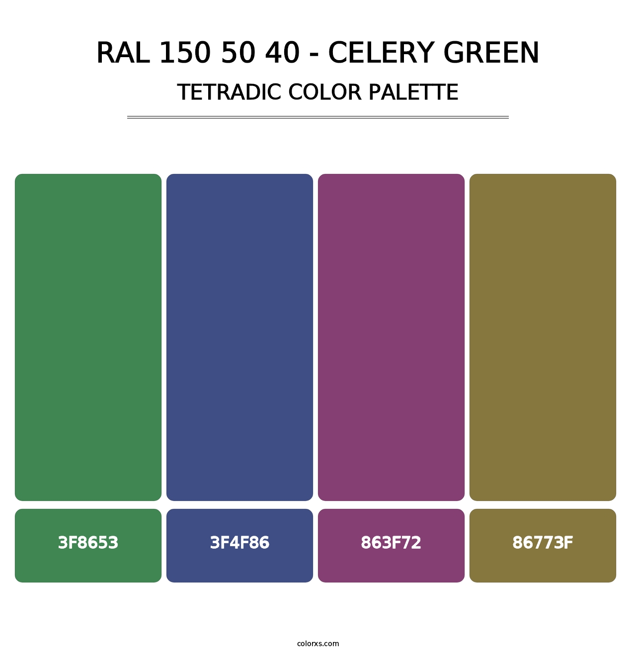 RAL 150 50 40 - Celery Green - Tetradic Color Palette