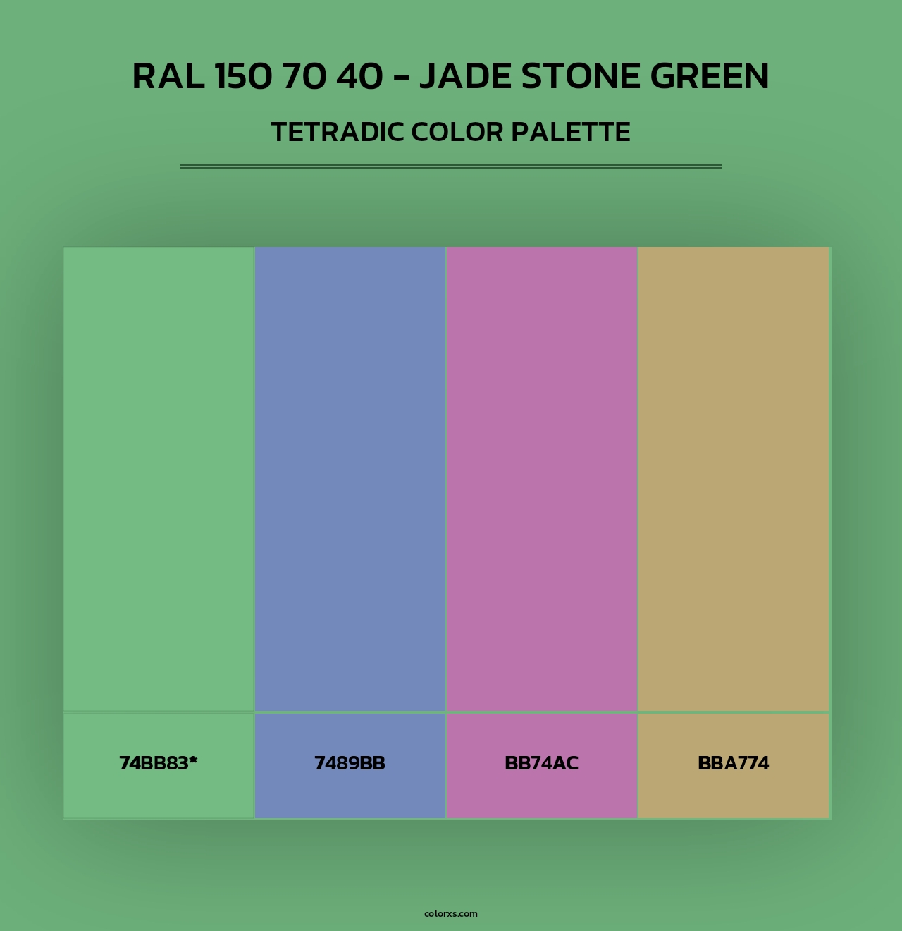 RAL 150 70 40 - Jade Stone Green - Tetradic Color Palette