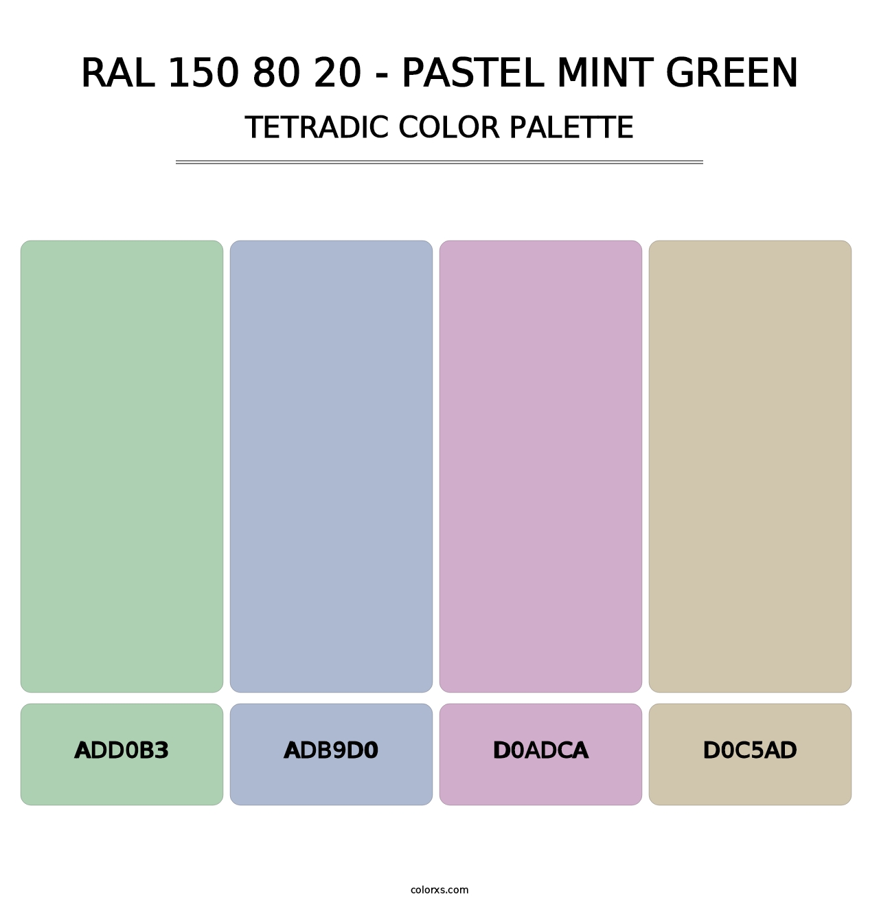 RAL 150 80 20 - Pastel Mint Green - Tetradic Color Palette