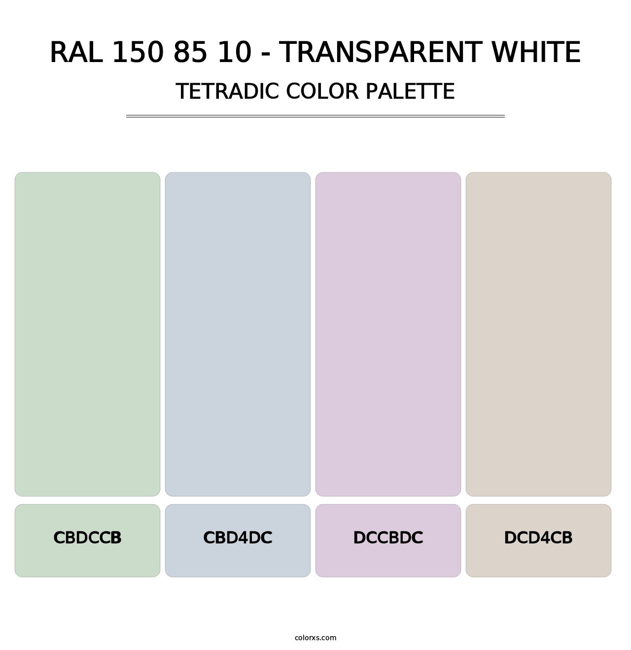 RAL 150 85 10 - Transparent White - Tetradic Color Palette
