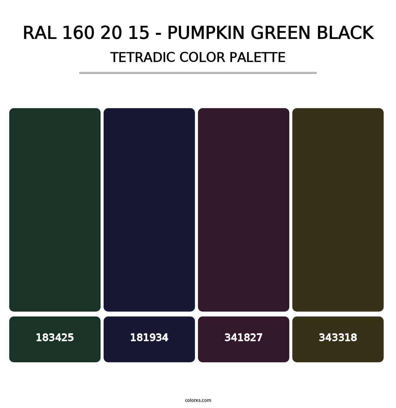 RAL 160 20 15 - Pumpkin Green Black - Tetradic Color Palette