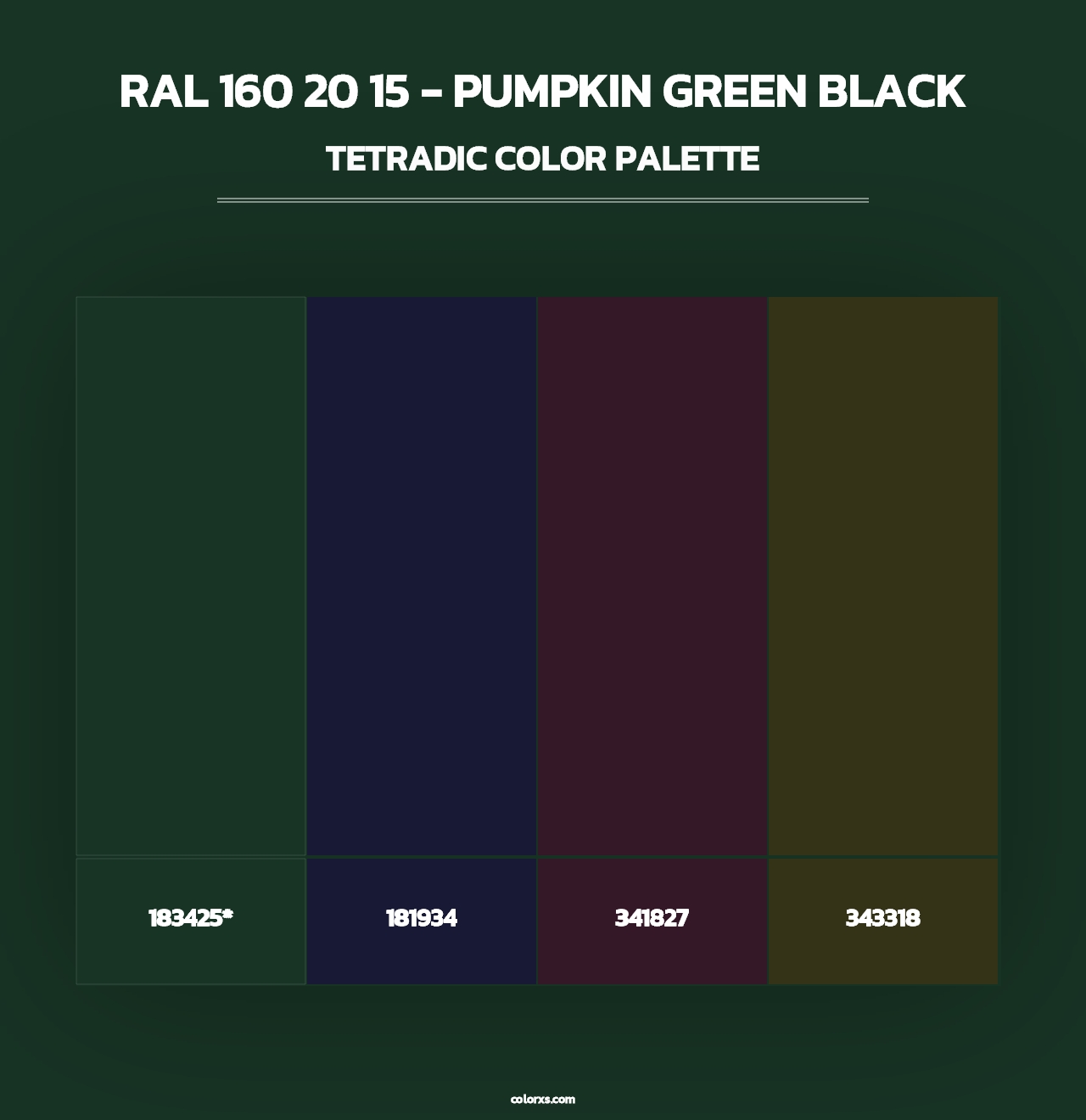 RAL 160 20 15 - Pumpkin Green Black - Tetradic Color Palette