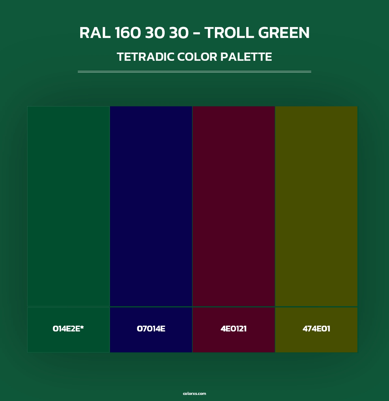 RAL 160 30 30 - Troll Green - Tetradic Color Palette