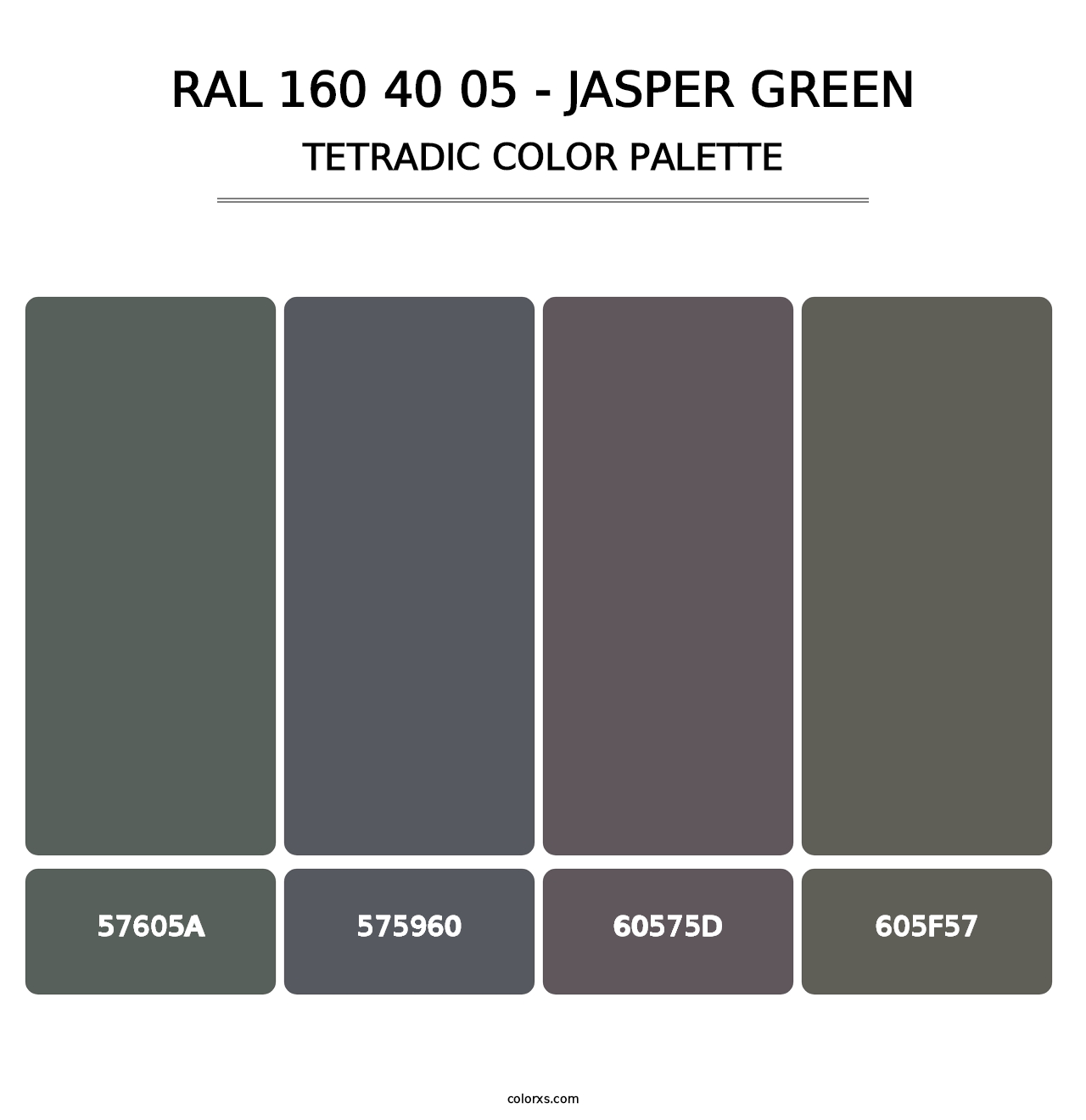 RAL 160 40 05 - Jasper Green - Tetradic Color Palette