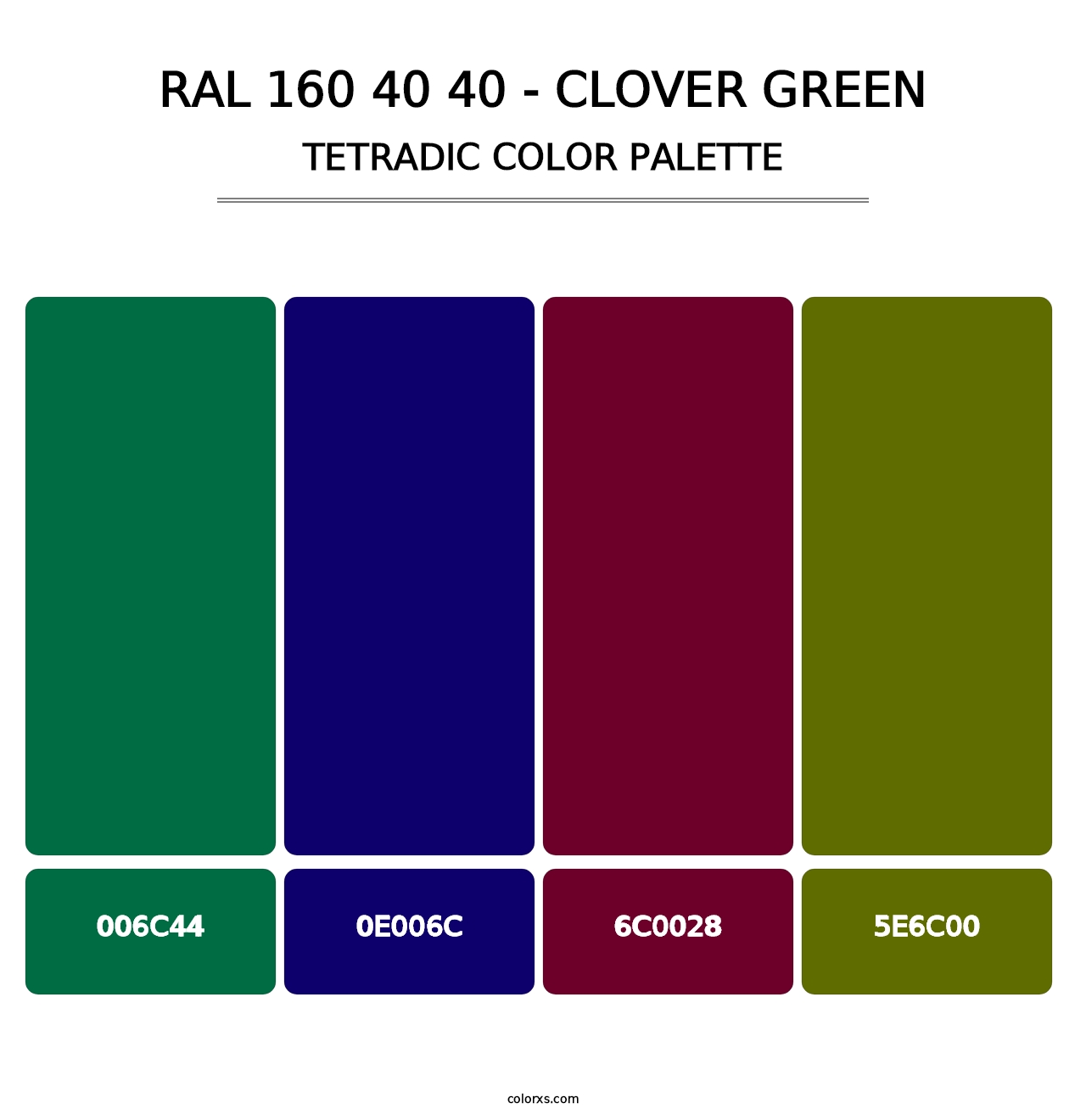 RAL 160 40 40 - Clover Green - Tetradic Color Palette