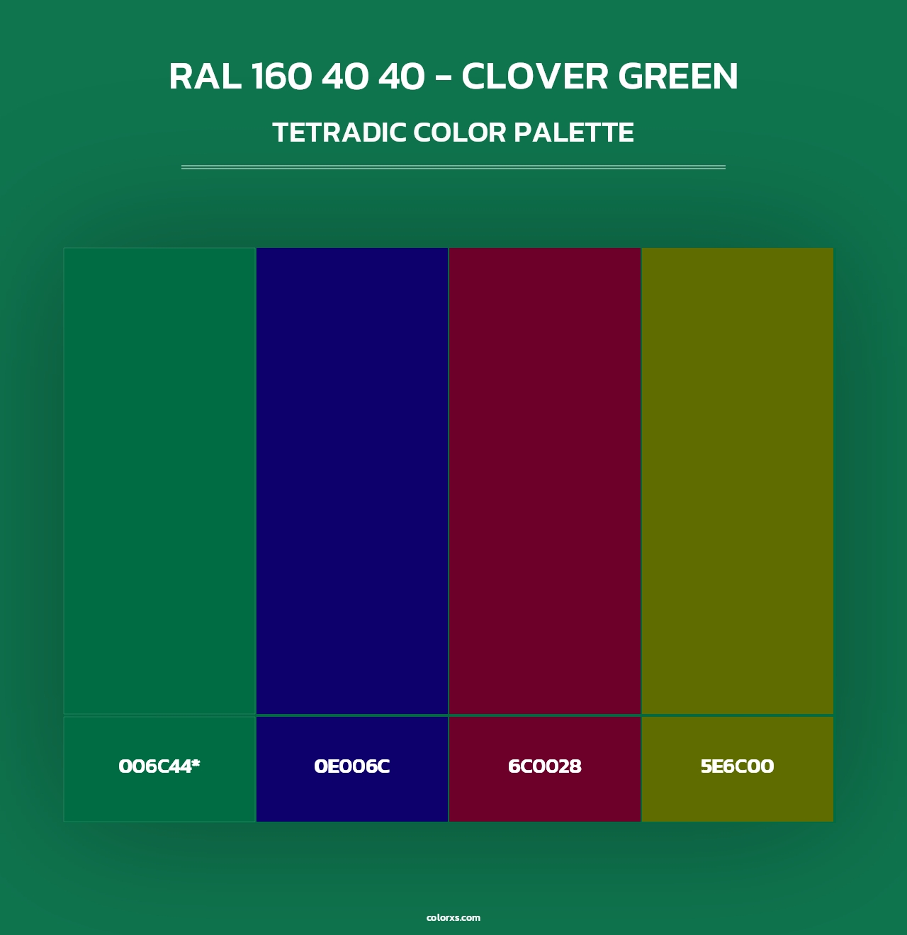 RAL 160 40 40 - Clover Green - Tetradic Color Palette