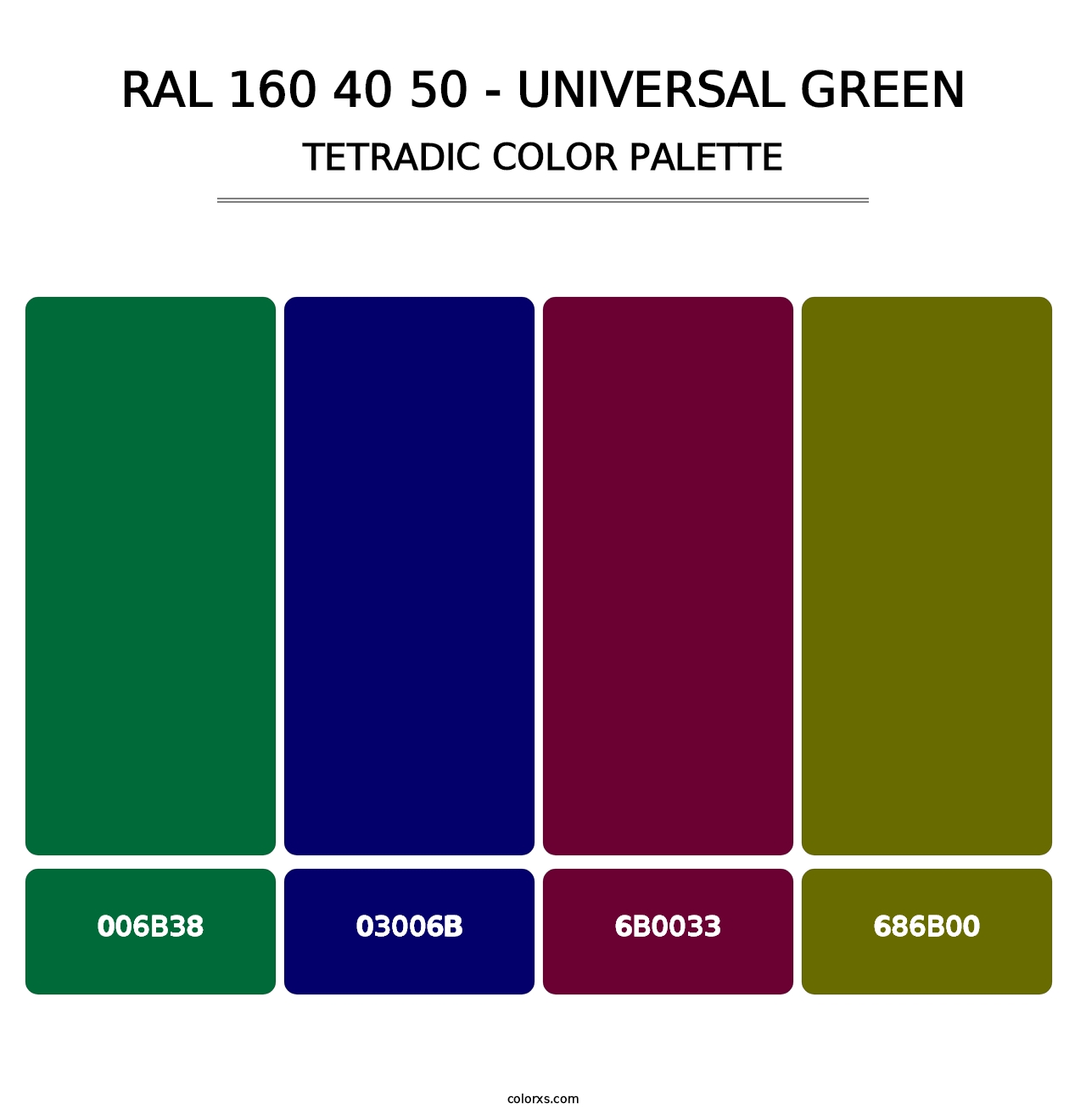 RAL 160 40 50 - Universal Green - Tetradic Color Palette