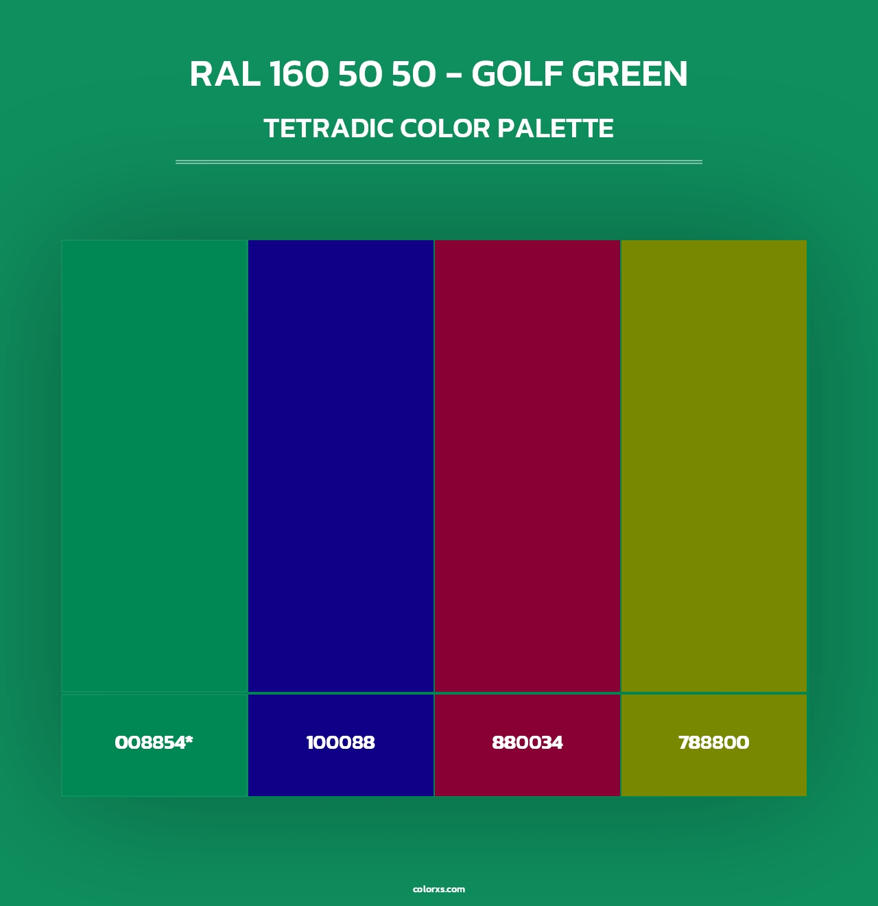 RAL 160 50 50 - Golf Green - Tetradic Color Palette