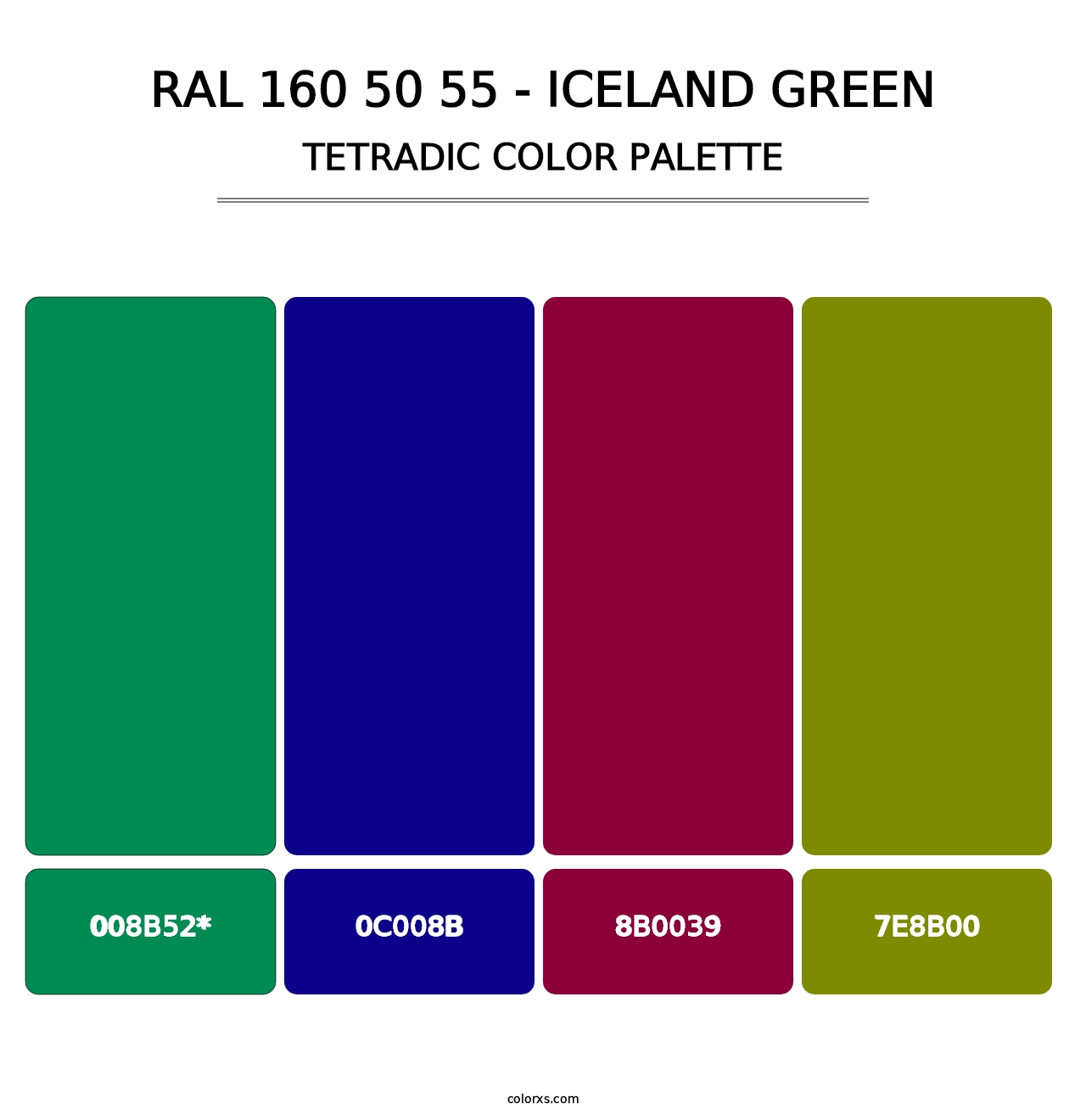 RAL 160 50 55 - Iceland Green - Tetradic Color Palette