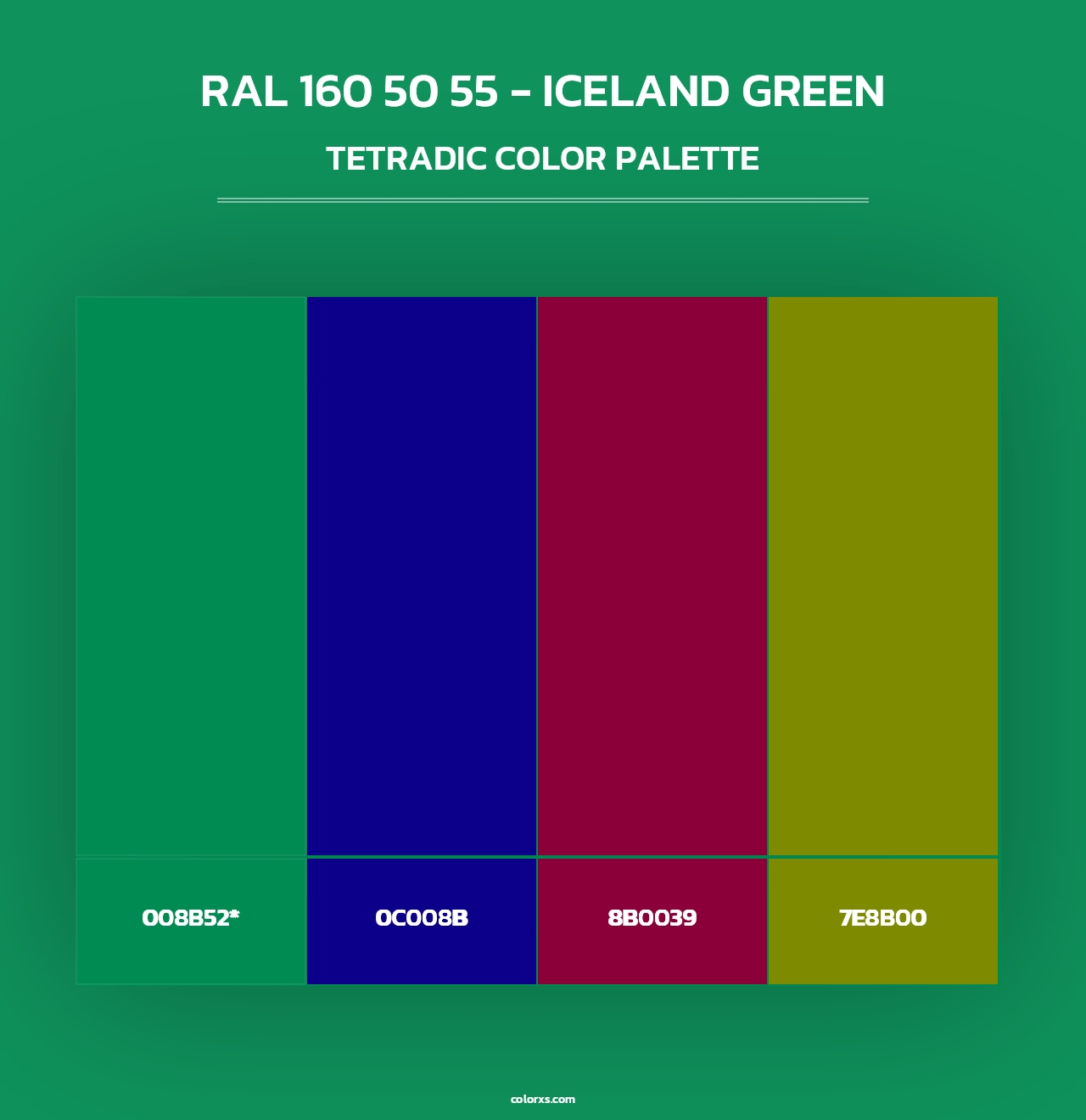 RAL 160 50 55 - Iceland Green - Tetradic Color Palette