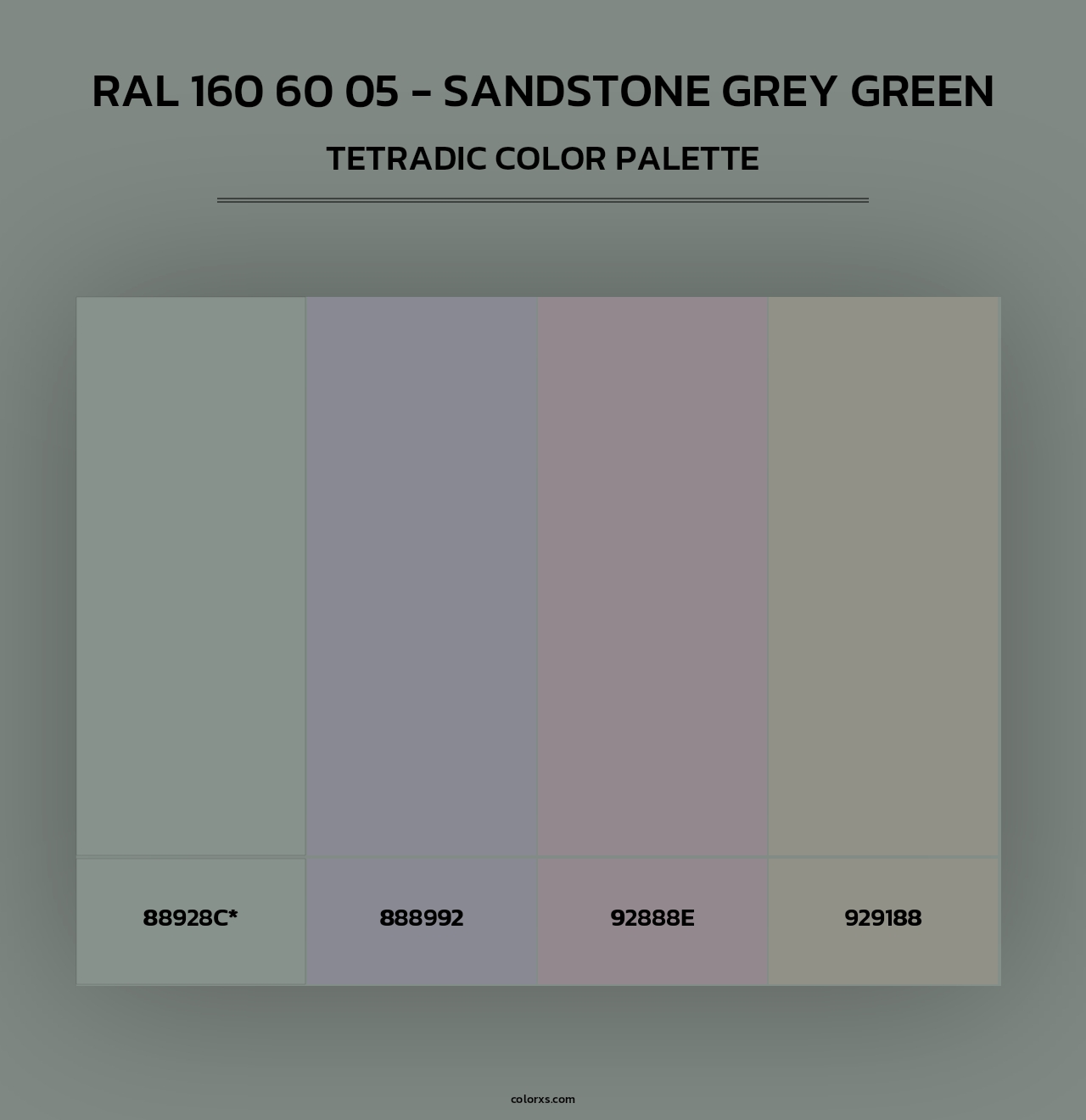 RAL 160 60 05 - Sandstone Grey Green - Tetradic Color Palette