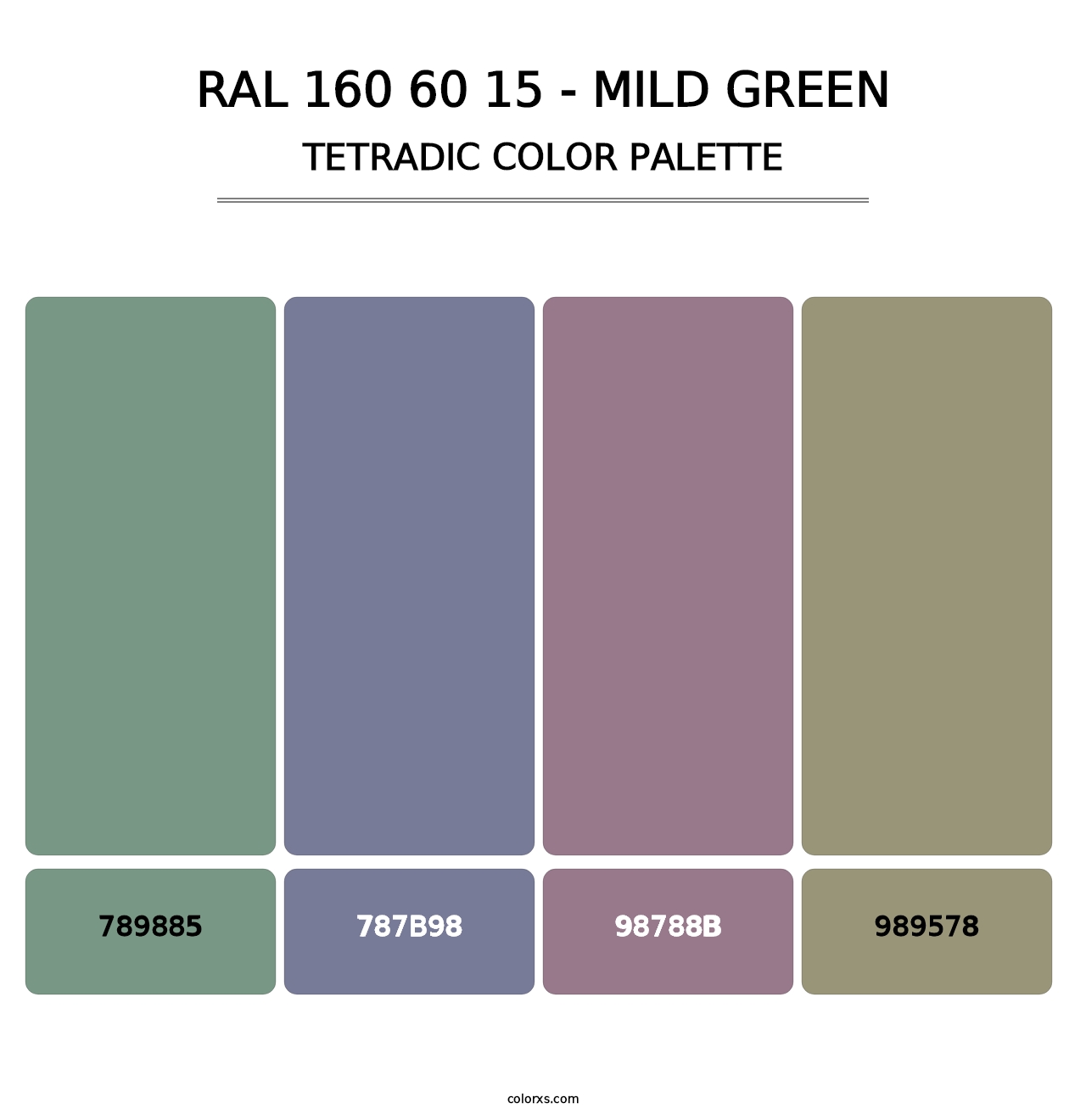 RAL 160 60 15 - Mild Green - Tetradic Color Palette