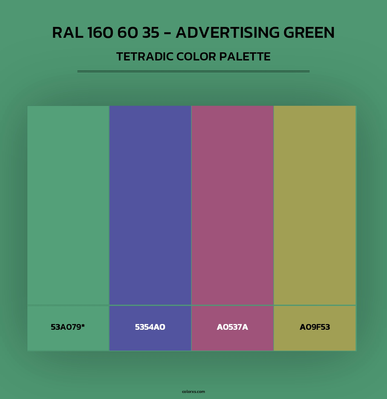 RAL 160 60 35 - Advertising Green - Tetradic Color Palette