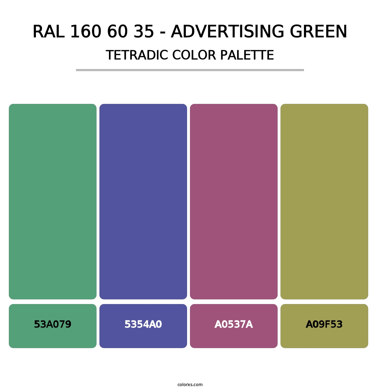 RAL 160 60 35 - Advertising Green - Tetradic Color Palette