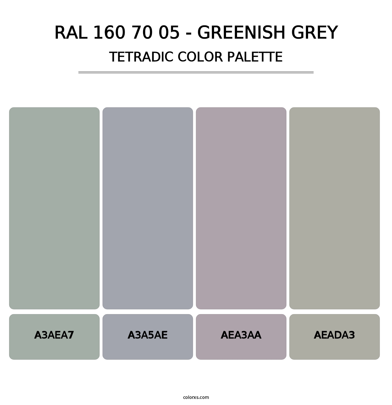 RAL 160 70 05 - Greenish Grey - Tetradic Color Palette