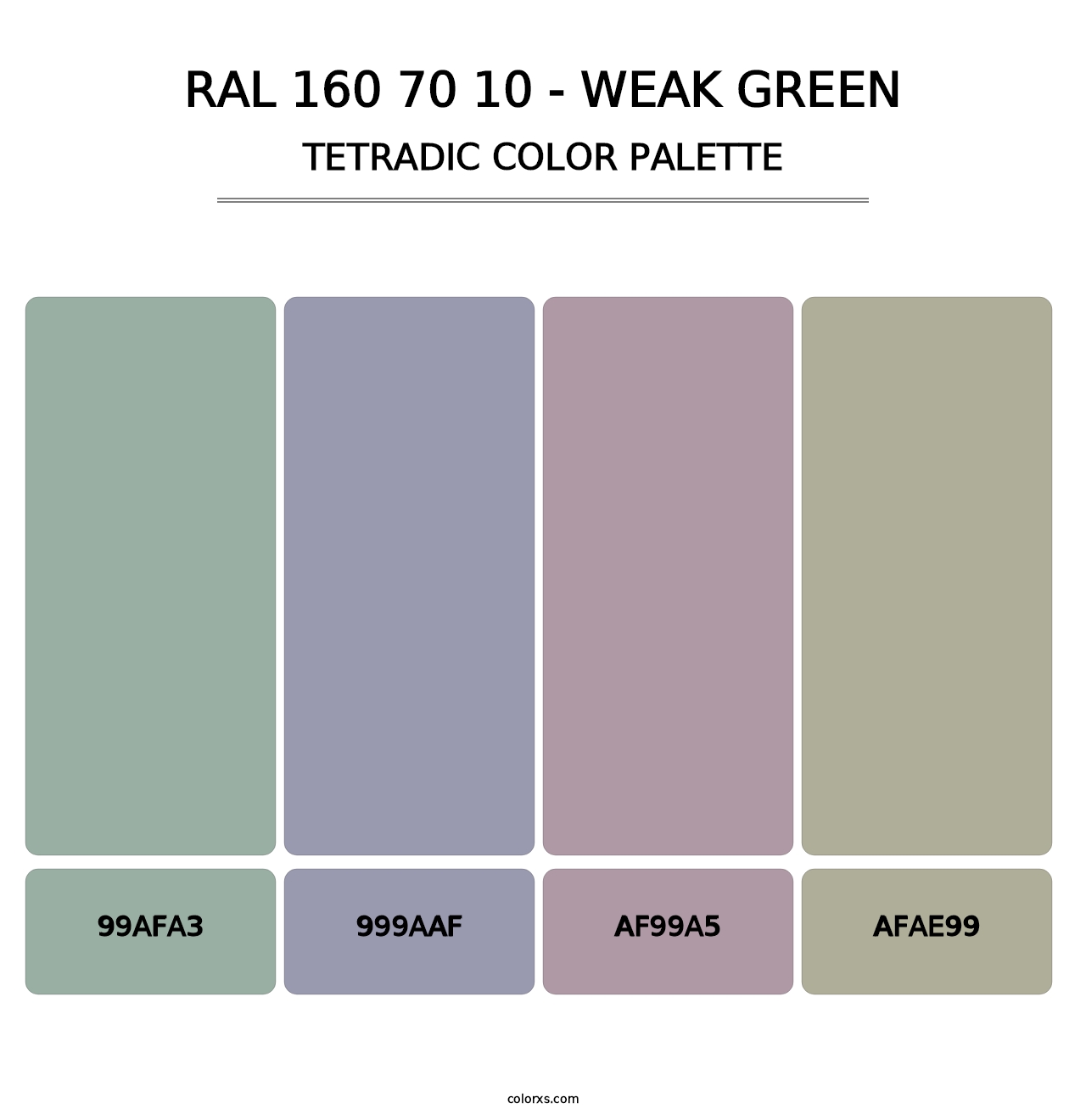 RAL 160 70 10 - Weak Green - Tetradic Color Palette