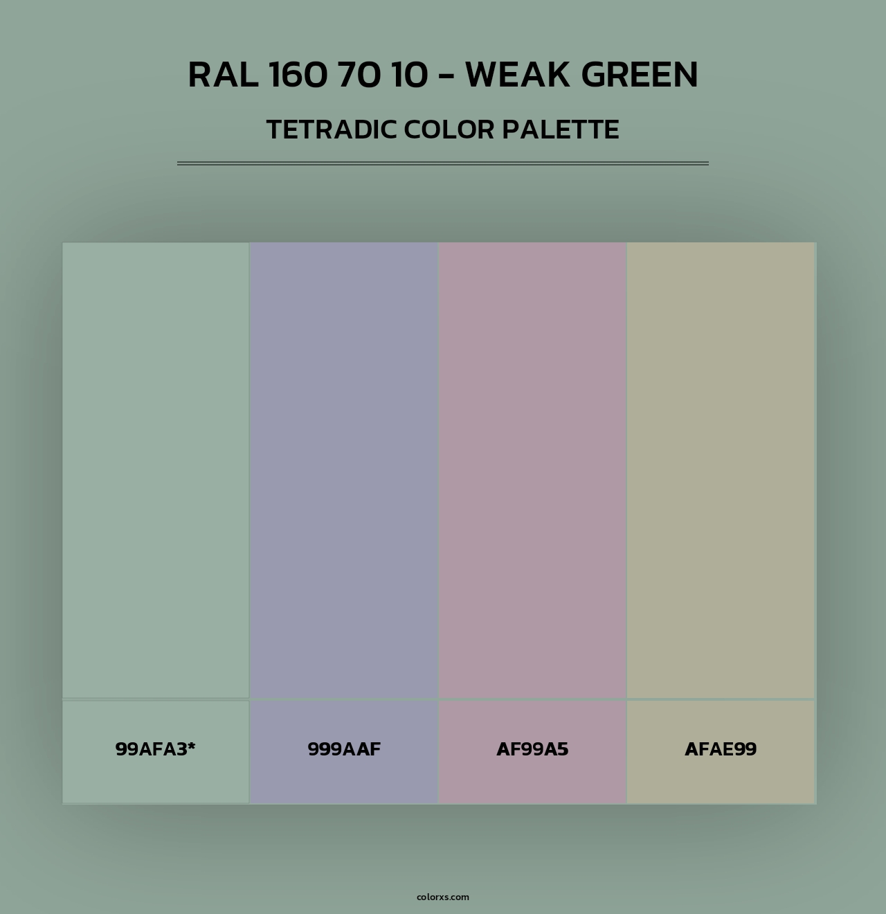 RAL 160 70 10 - Weak Green - Tetradic Color Palette