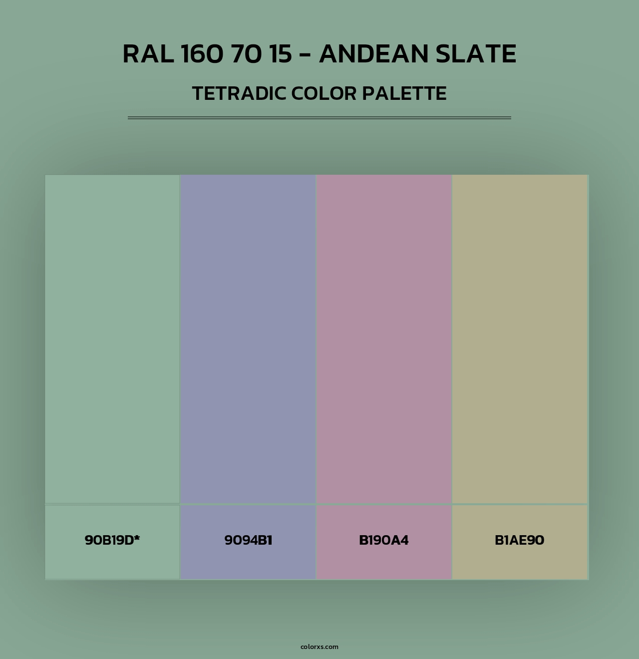 RAL 160 70 15 - Andean Slate - Tetradic Color Palette