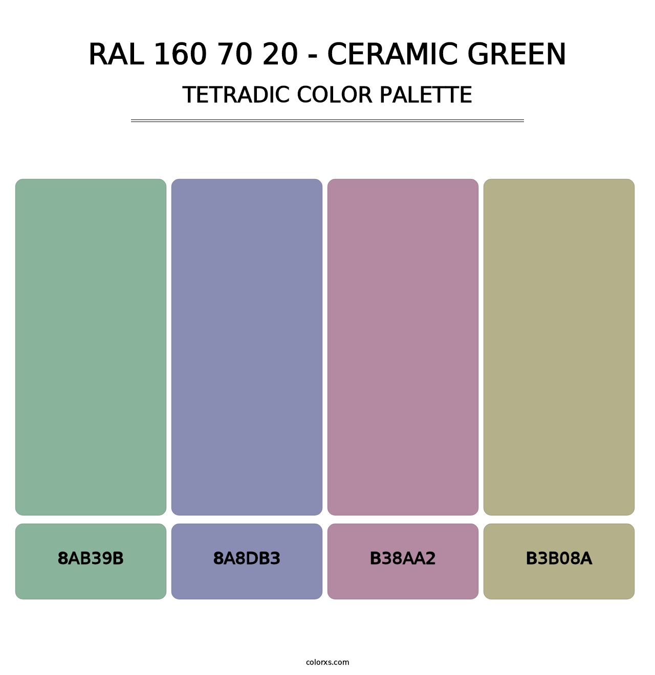 RAL 160 70 20 - Ceramic Green - Tetradic Color Palette